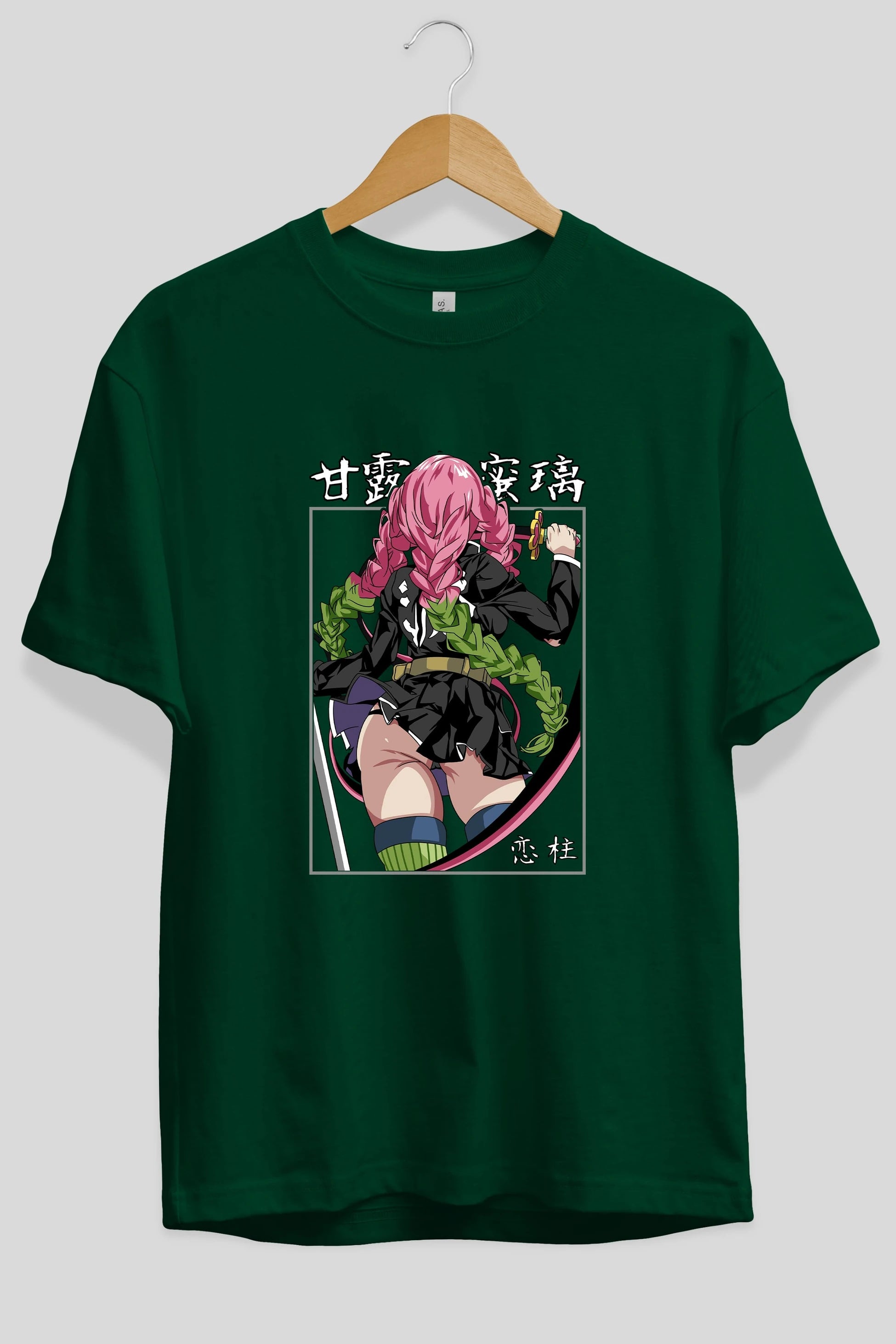 Mitsuri DEMONSLAYER Anime Ön Baskılı Oversize t-shirt %100 pamuk Erkek Kadın Unisex