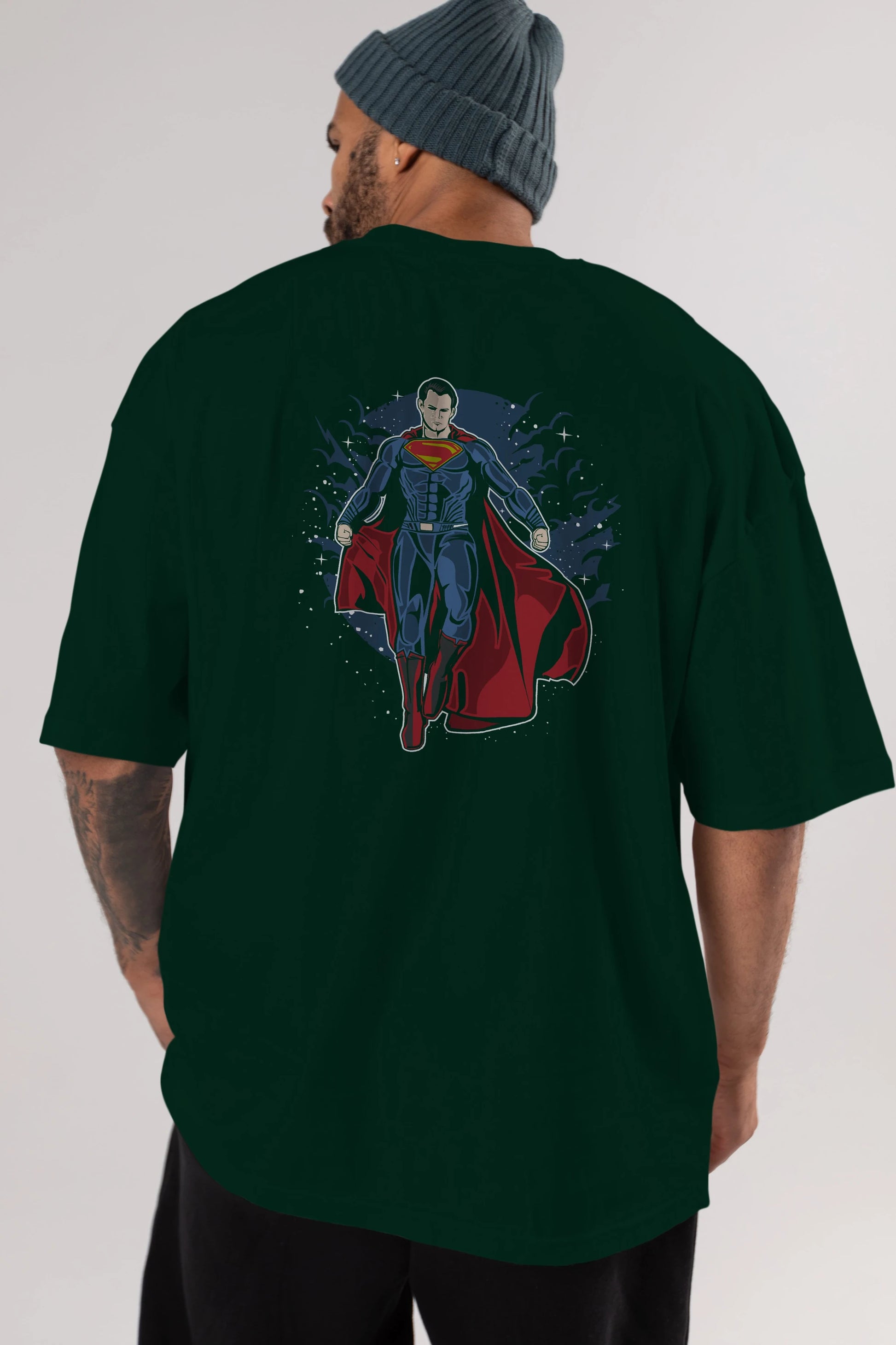 SUPERMAN Arka Baskılı Oversize t-shirt Erkek Kadın Unisex %100 Pamuk