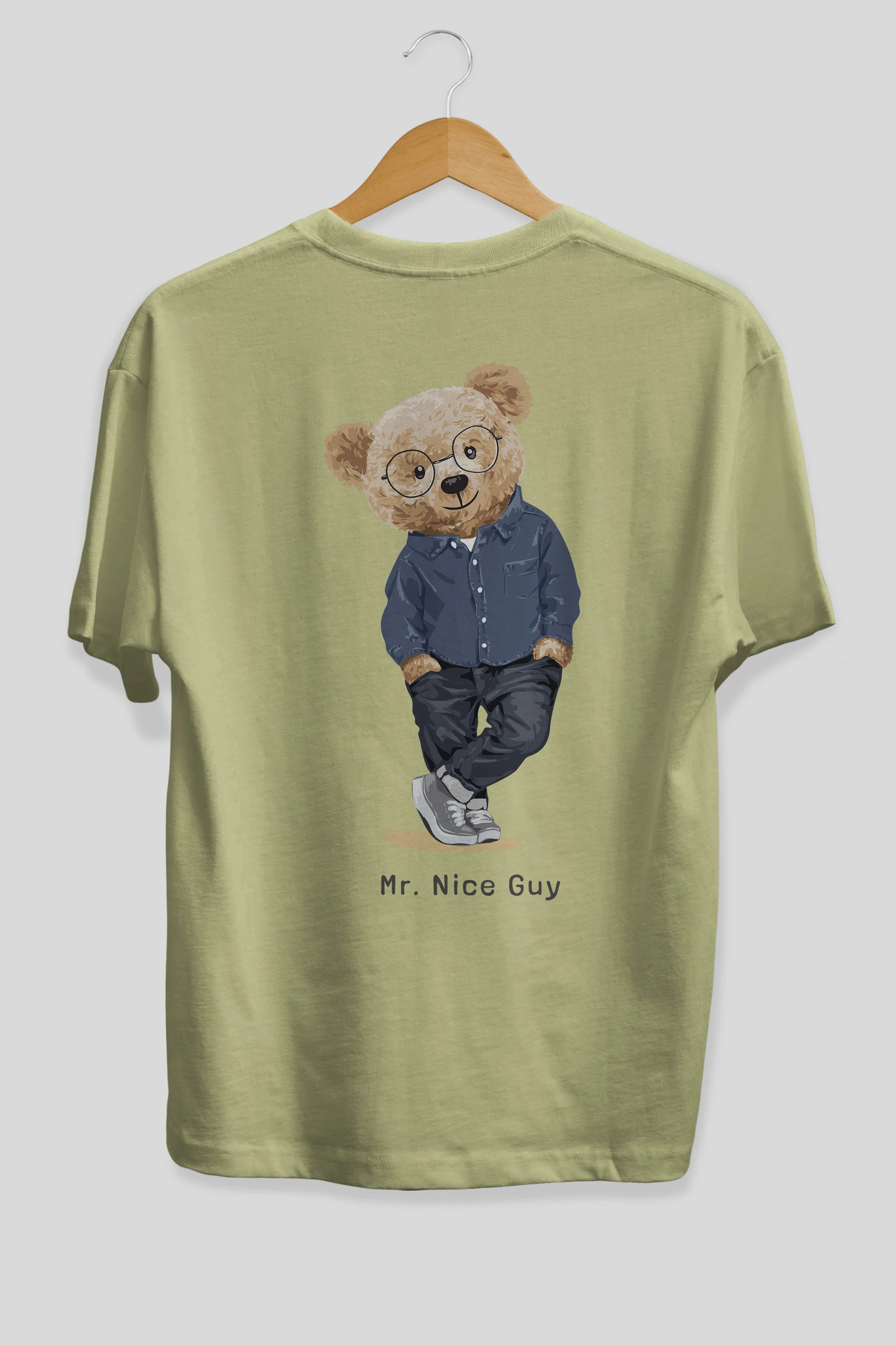 Teddy Bear Mr. Nice Guy Arka Baskılı Oversize t-shirt Erkek Kadın Unisex %100 Pamuk