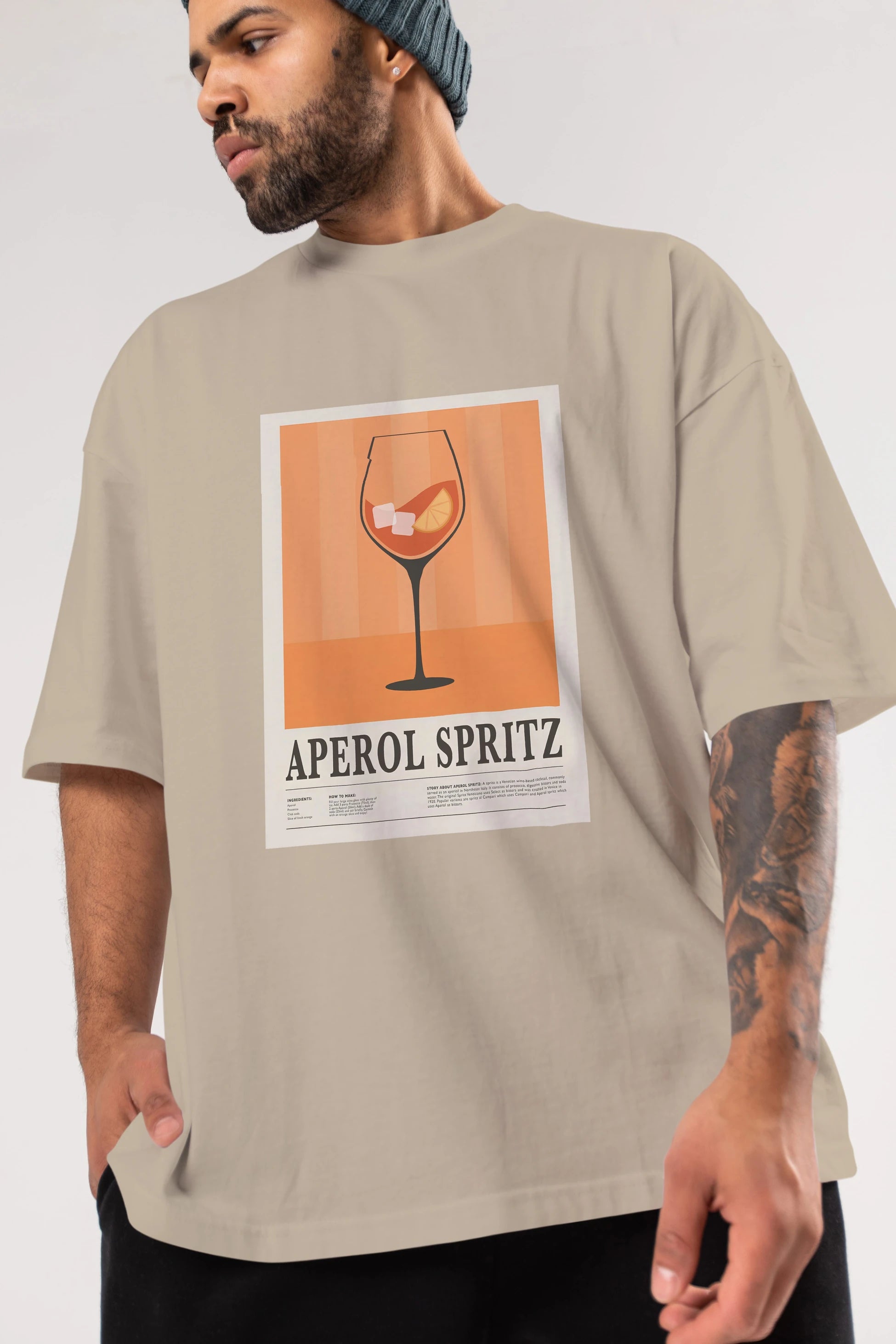 Aperol Spritz 8 Ön Baskılı Oversize t-shirt Erkek Kadın Unisex %100 Pamuk Bisiklet Yaka tişort