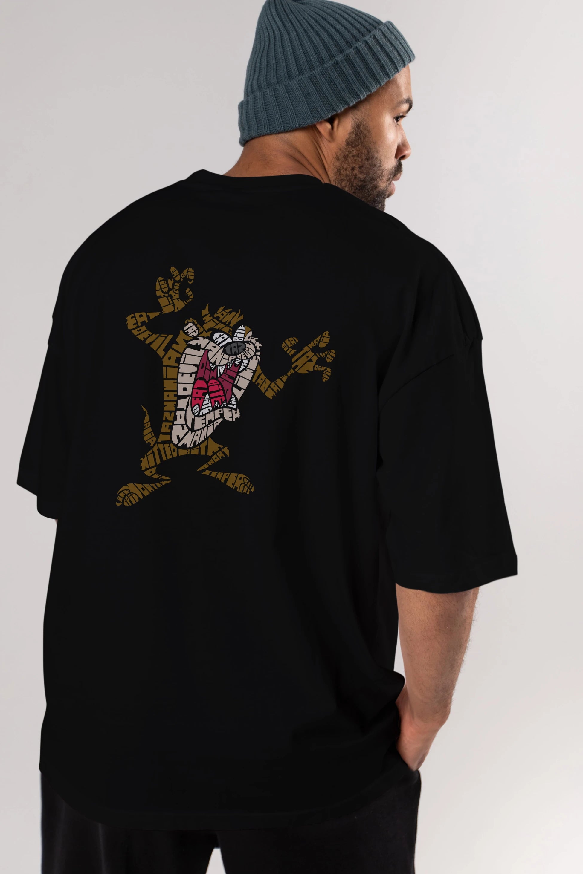 Tazmania Arka Baskılı Oversize t-shirt %100 pamuk Erkek Kadın Unisex