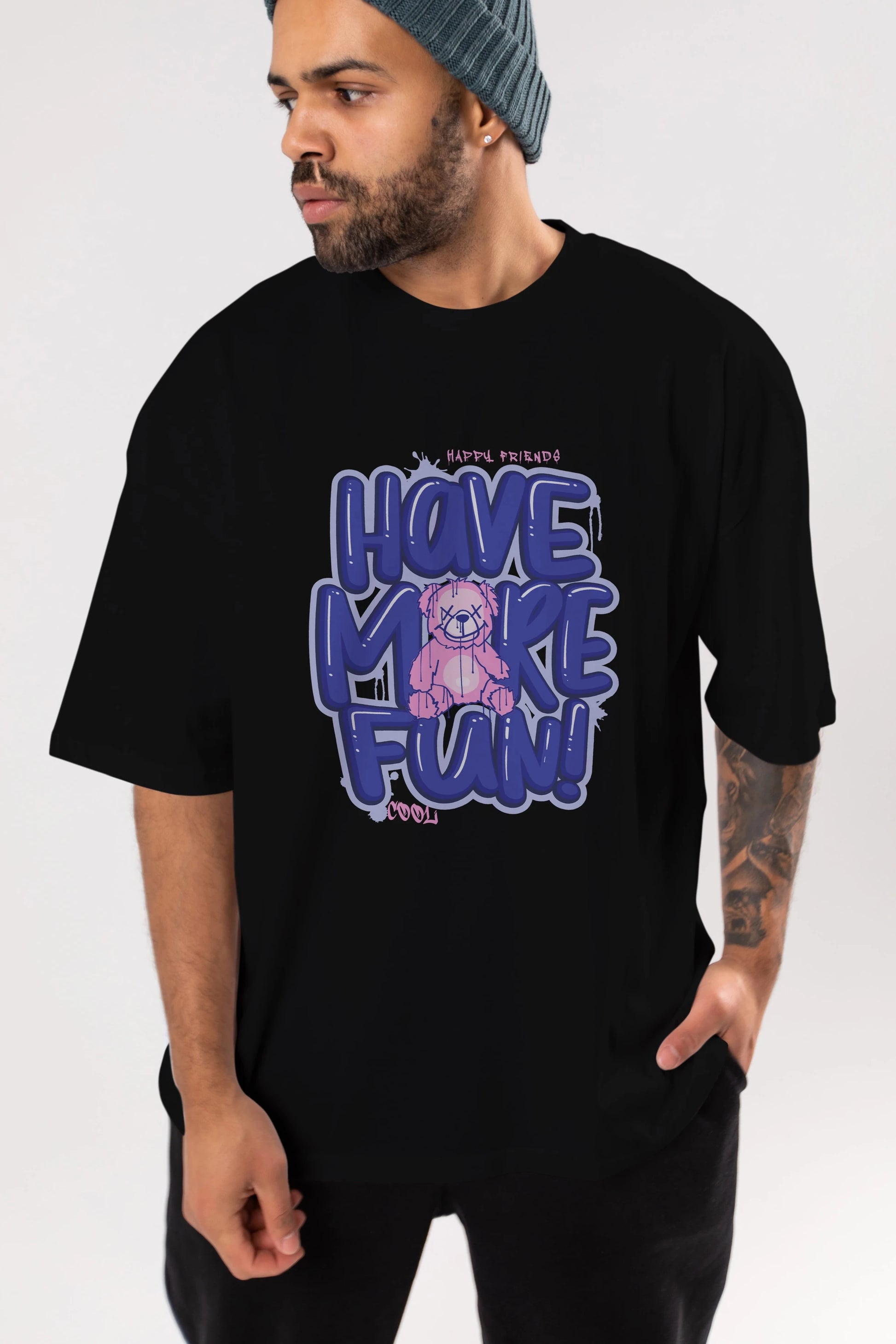 Have More Fun Bear Ön Baskılı Oversize t-shirt Erkek Kadın Unisex