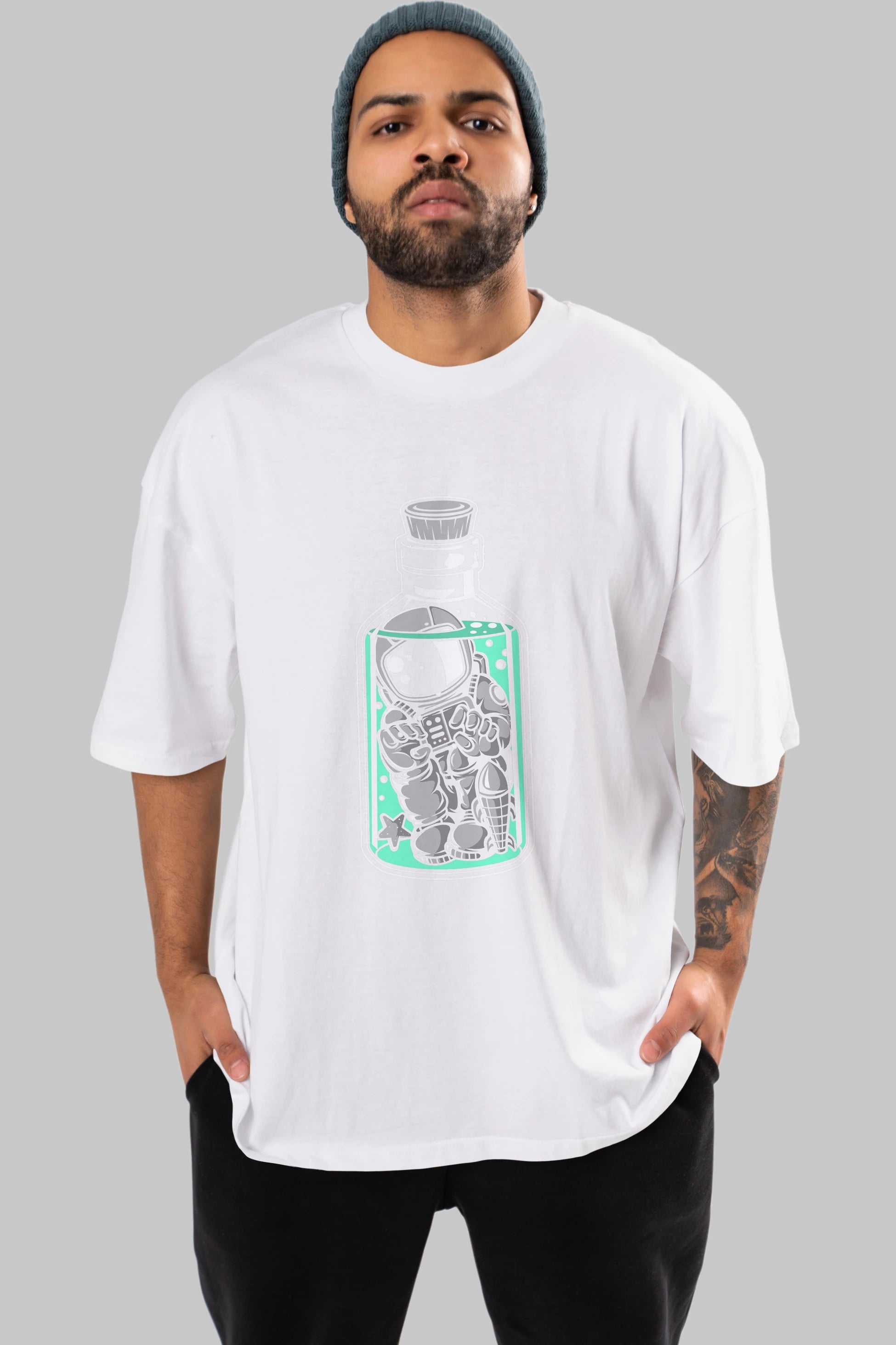 Astronaut in The Bottle Ön Baskılı Oversize t-shirt Erkek Kadın Unisex