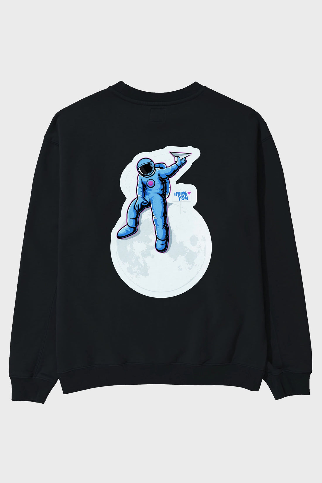 Astro Missing Earth Sticker Arka Baskılı Oversize Sweatshirt Erkek Kadın Unisex