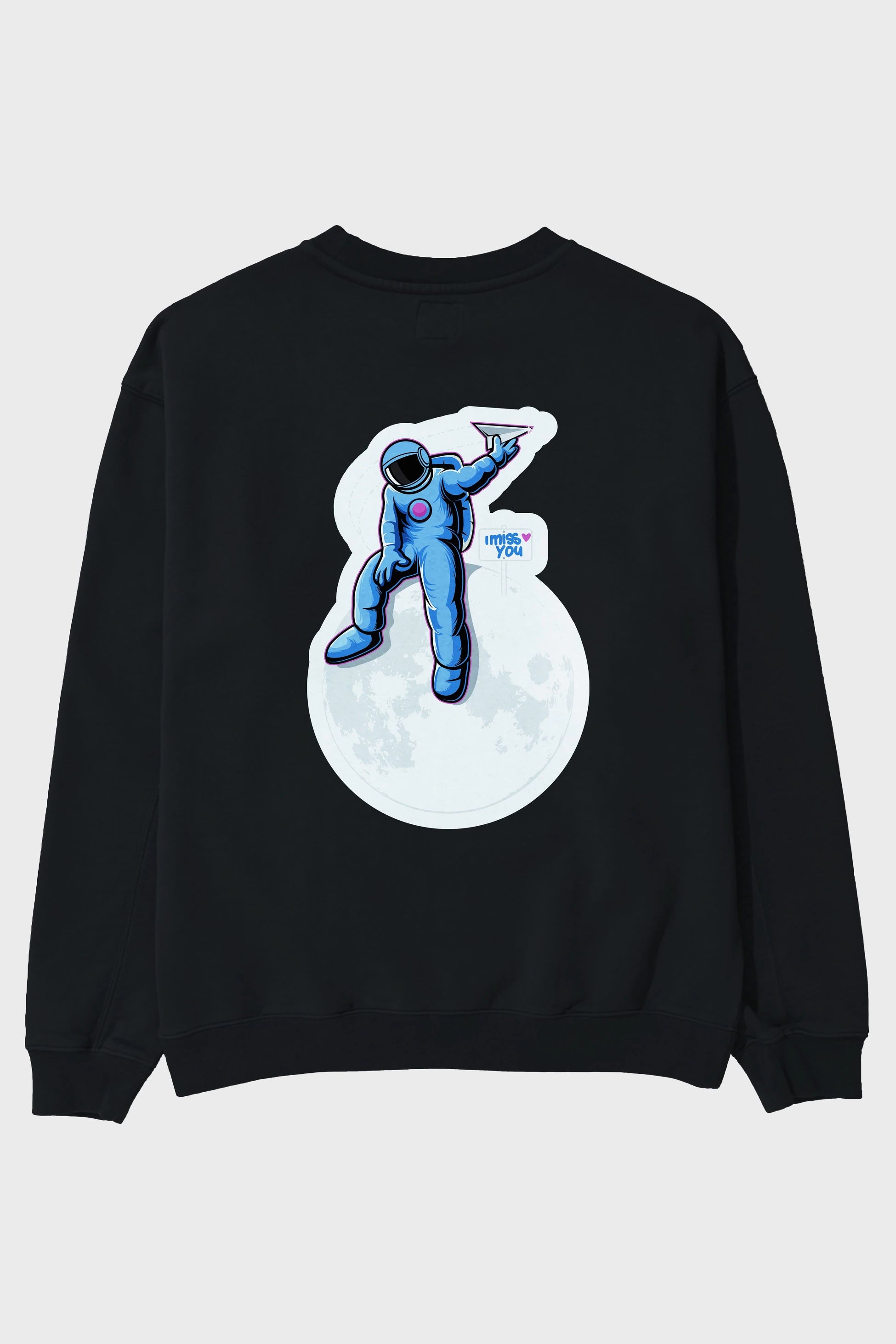 Astro Missing Earth Sticker Arka Baskılı Oversize Sweatshirt Erkek Kadın Unisex