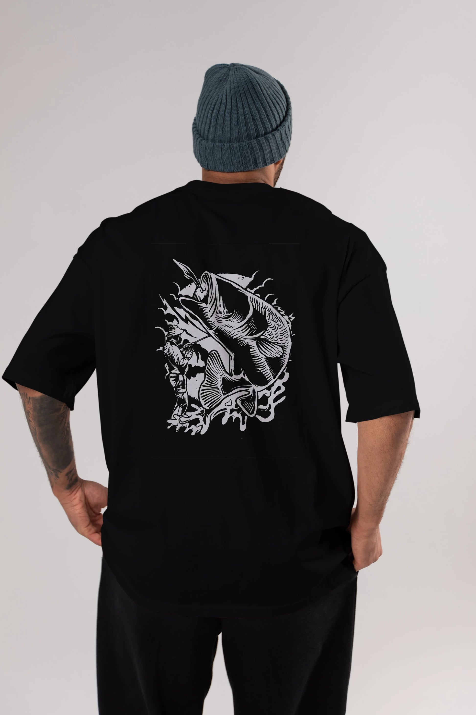 Fisherman Arka Baskılı Oversize t-shirt Erkek Kadın Unisex %100 Pamuk