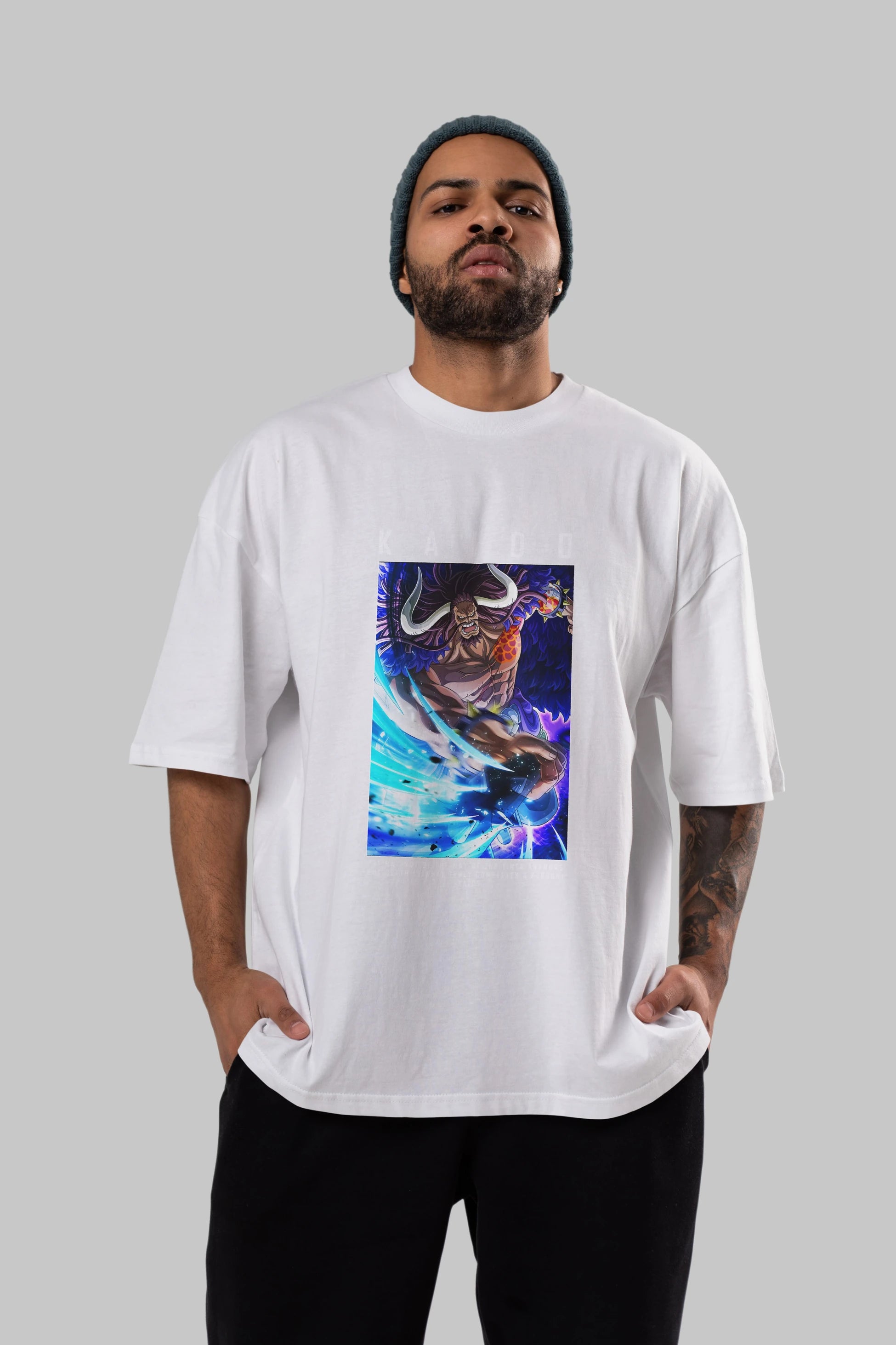 Kaido 2 Anime Ön Baskılı Oversize t-shirt Erkek Kadın Unisex