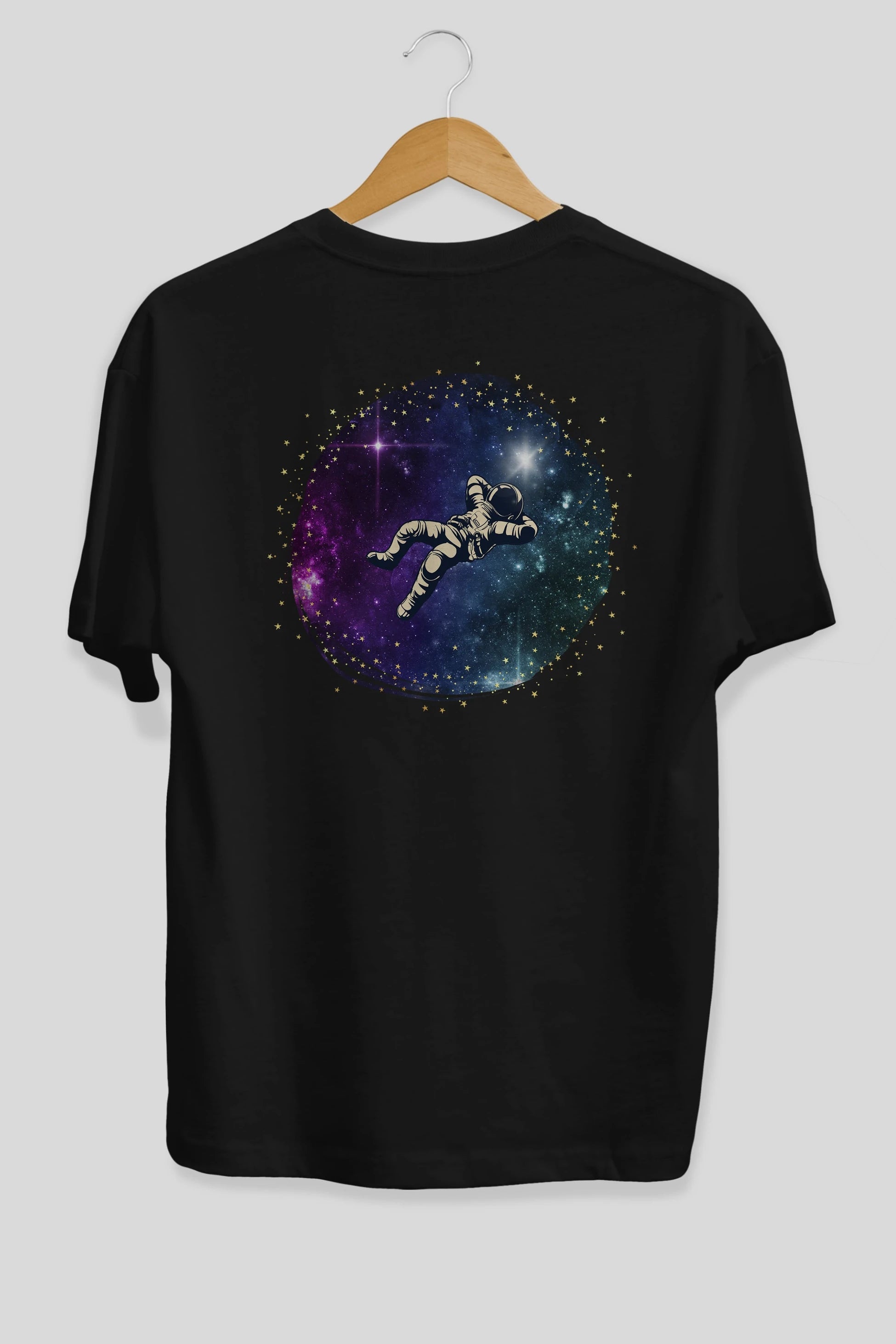 Astronaut in the Galaxy Arka Baskılı Oversize t-shirt Erkek Kadın Unisex