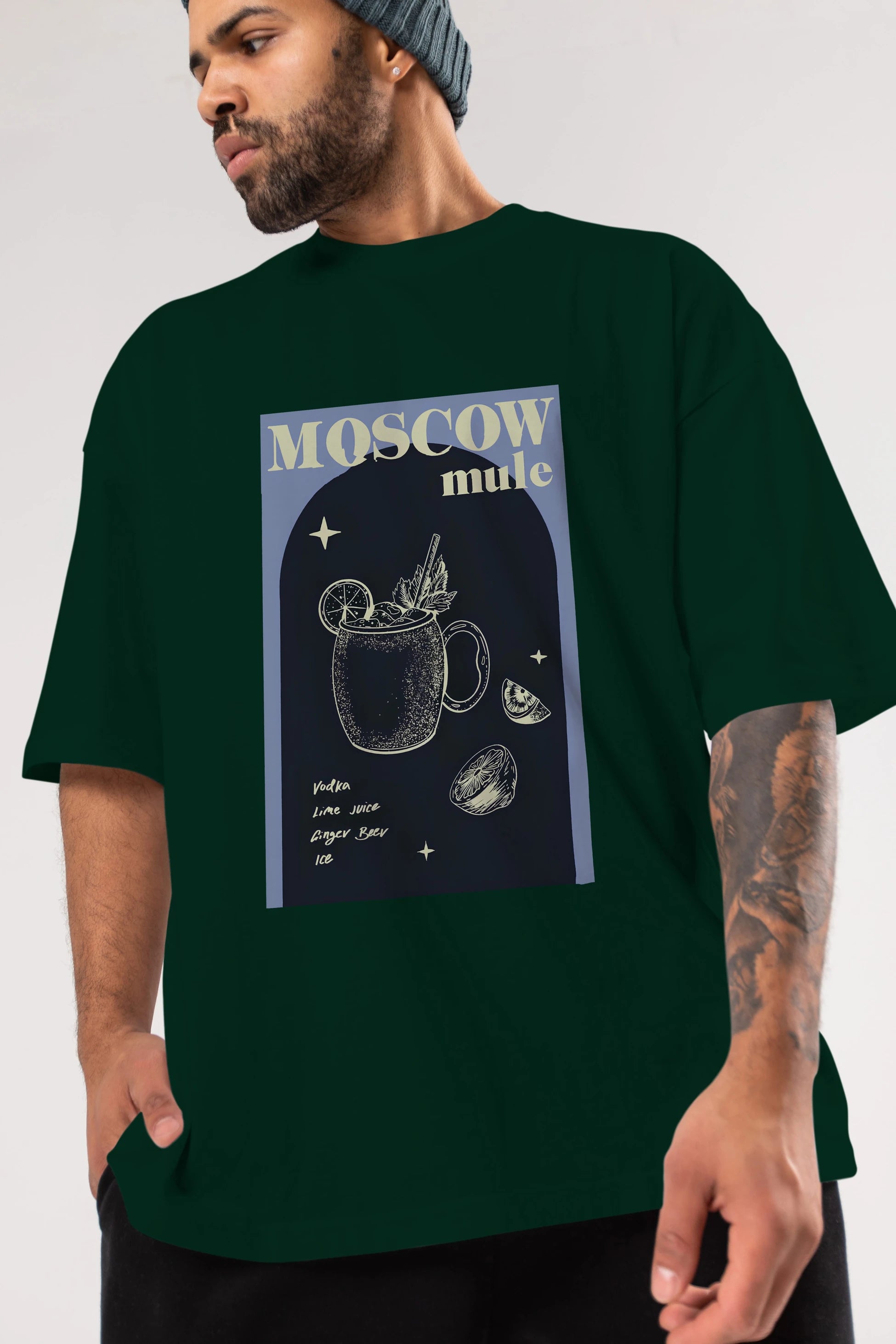 Moscow Mule Ön Baskılı Oversize t-shirt Erkek Kadın Unisex %100 Pamuk Bisiklet Yaka tişort