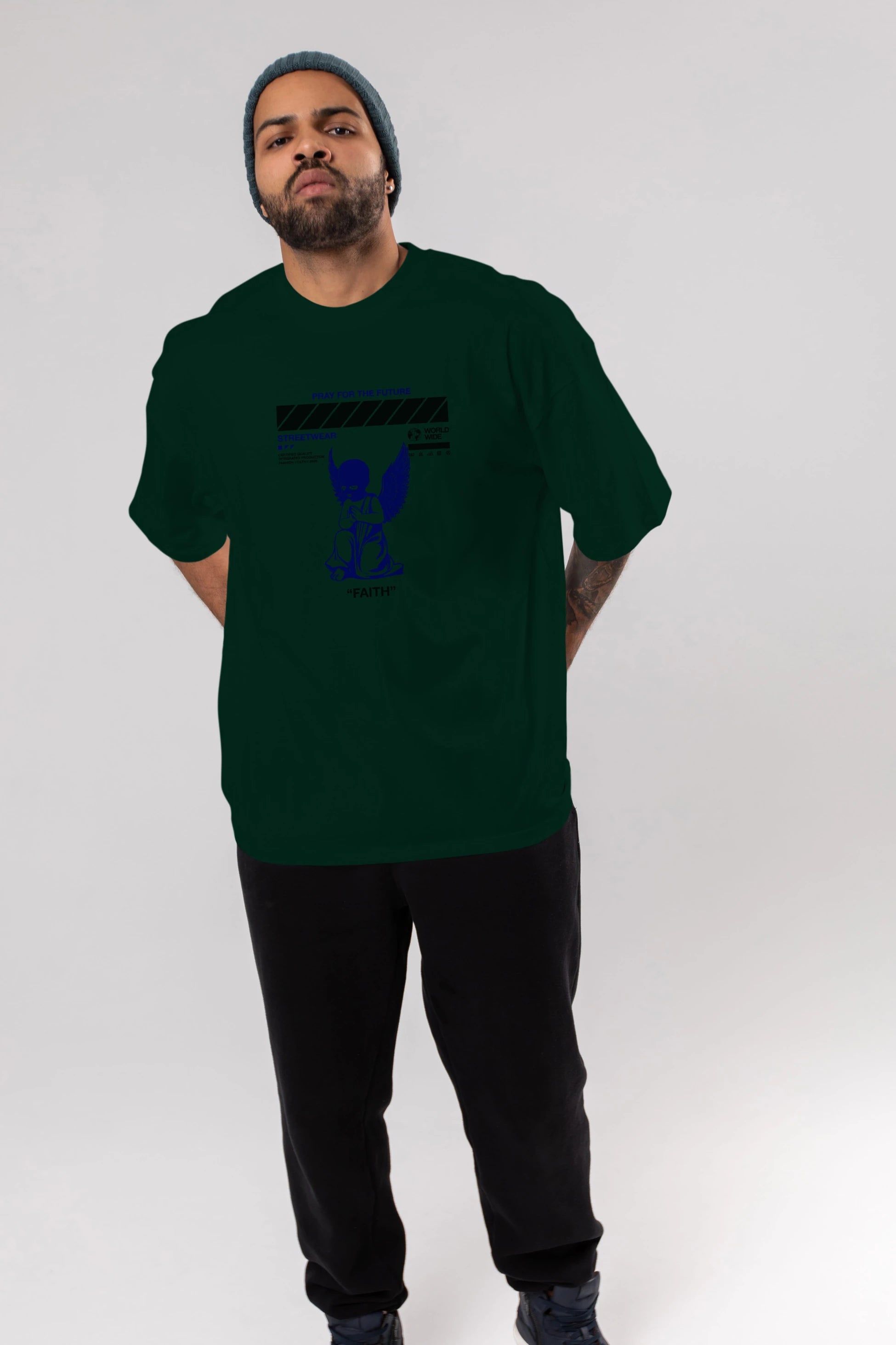 Pray for The Future Ön Baskılı Oversize t-shirt Erkek Kadın Unisex