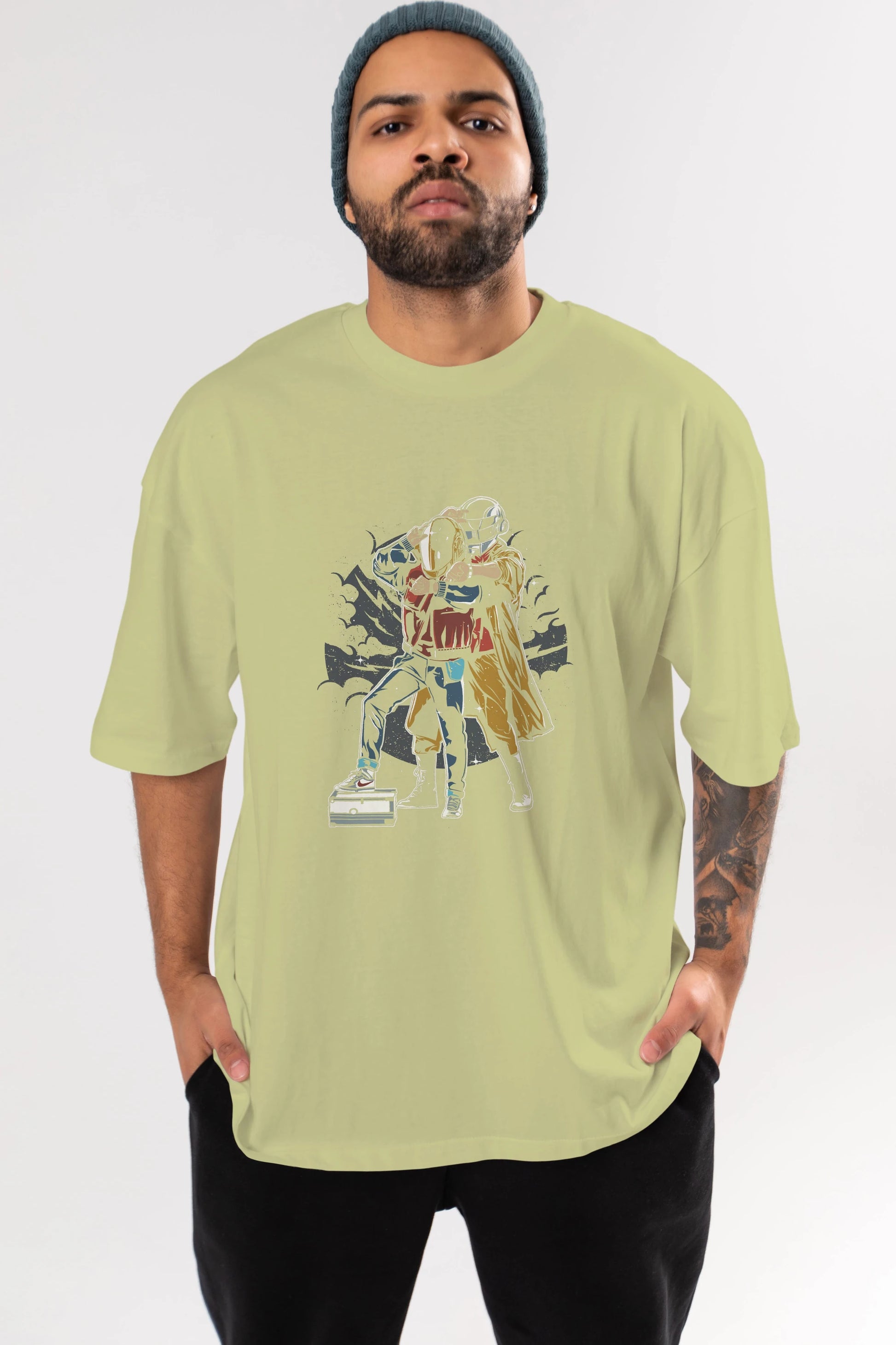 Back To The Beat Ön Baskılı Oversize t-shirt Erkek Kadın Unisex %100 Pamuk tişort