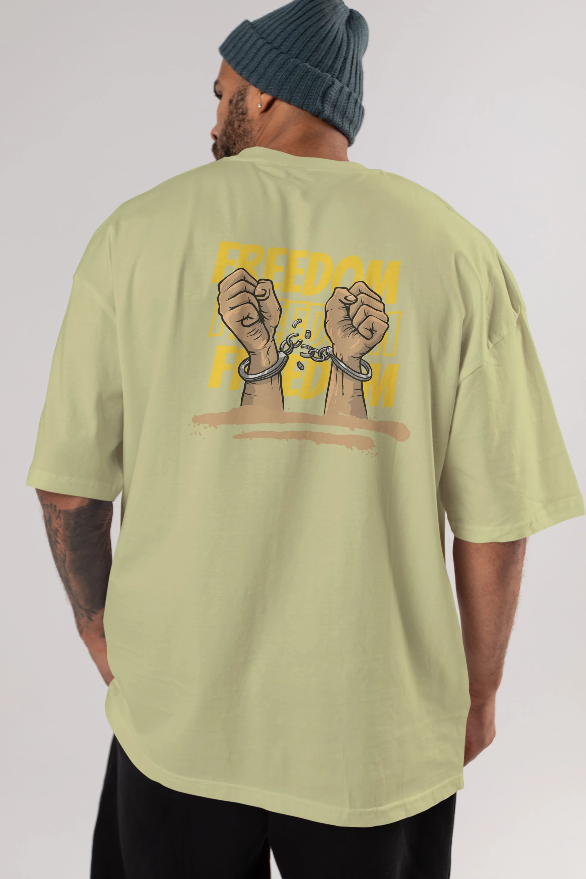 Freedom Yazılı Arka Baskılı Oversize t-shirt Erkek Kadın Unisex