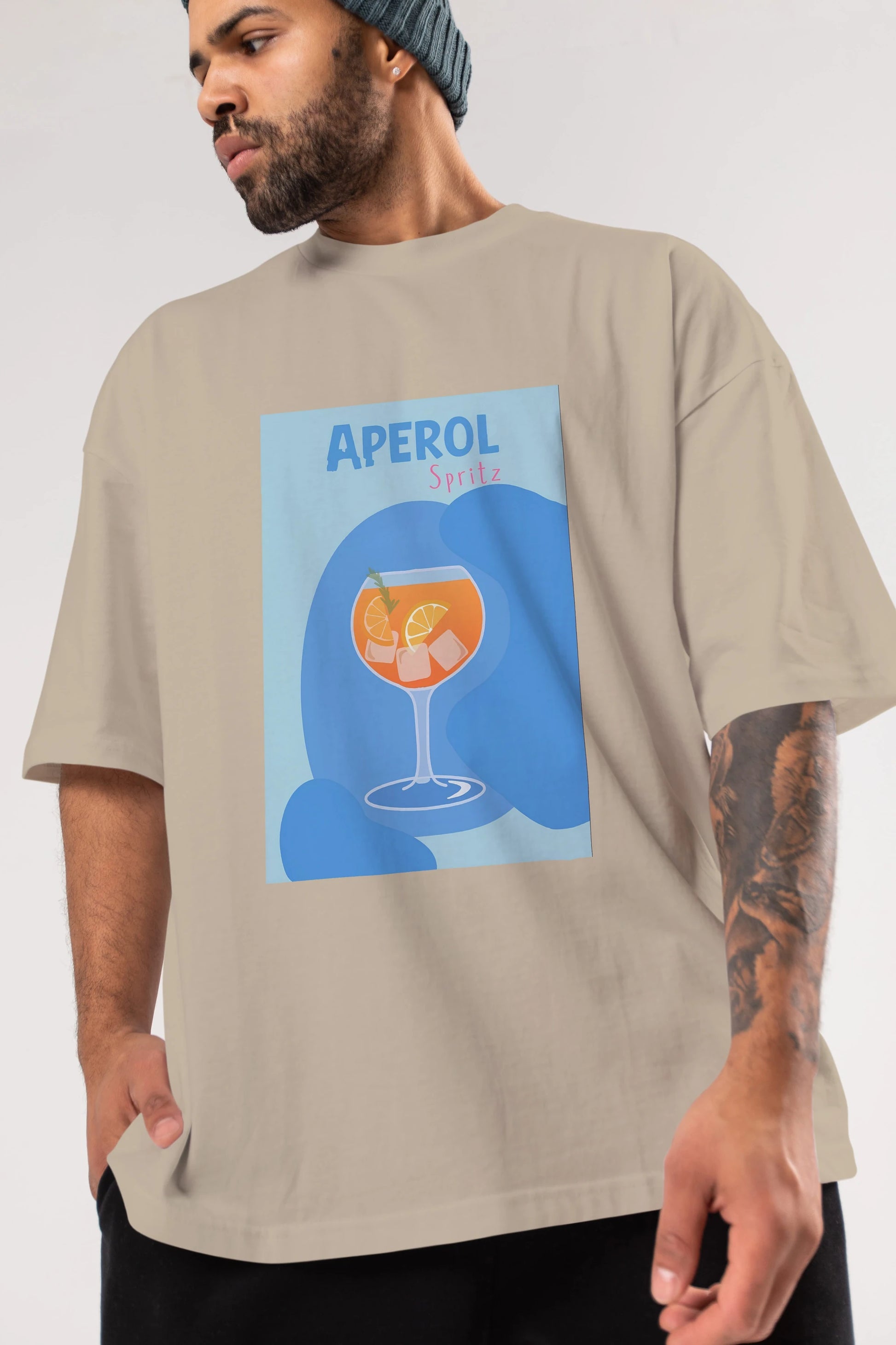 Aperol Spritz 10 Ön Baskılı Oversize t-shirt Erkek Kadın Unisex %100 Pamuk Bisiklet Yaka tişort