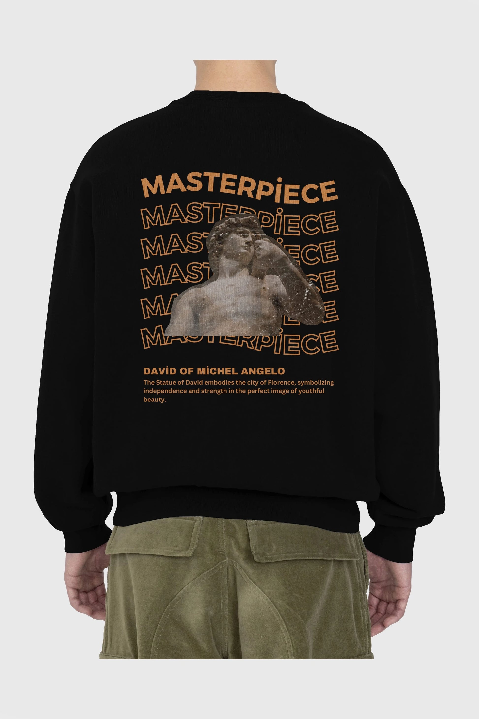 Masterpiece Yazılı Arka Baskılı Oversize Sweatshirt Erkek Kadın Unisex