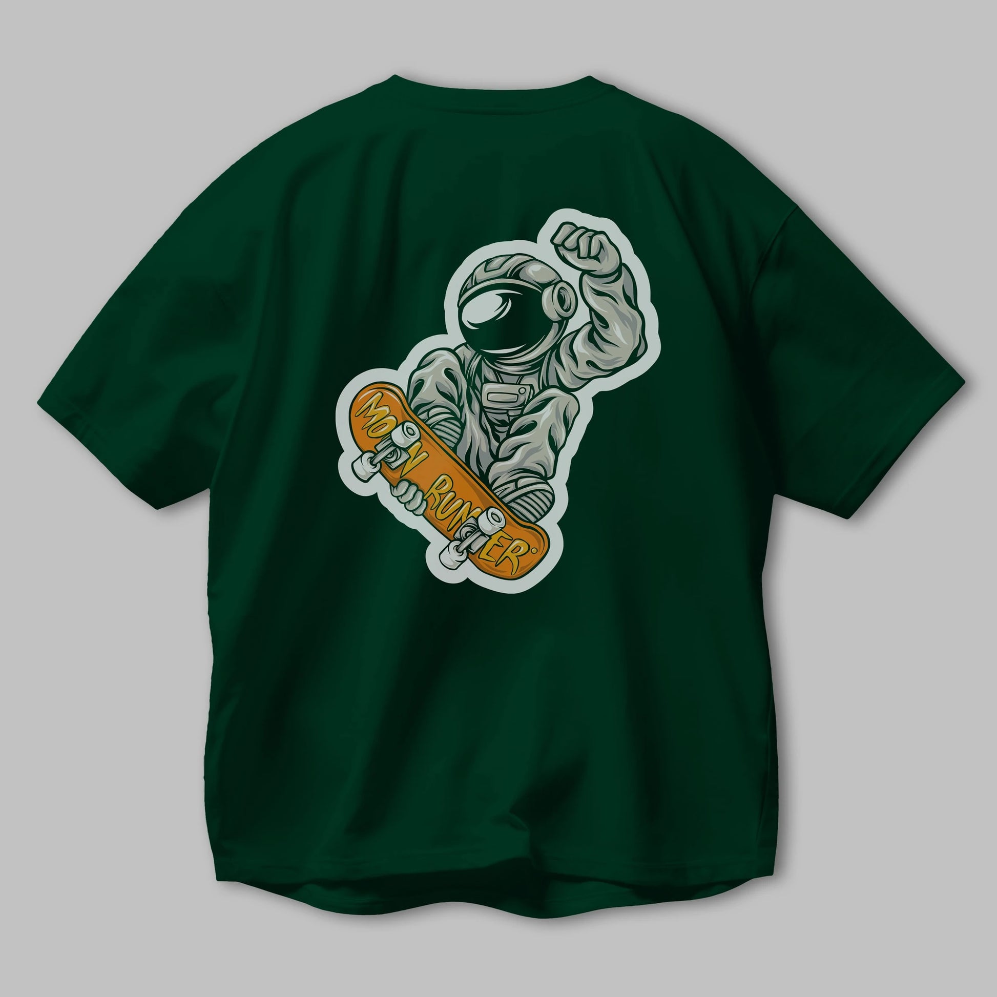 Moon Runner Sticker Arka Baskılı Oversize t-shirt Erkek Kadın Unisex