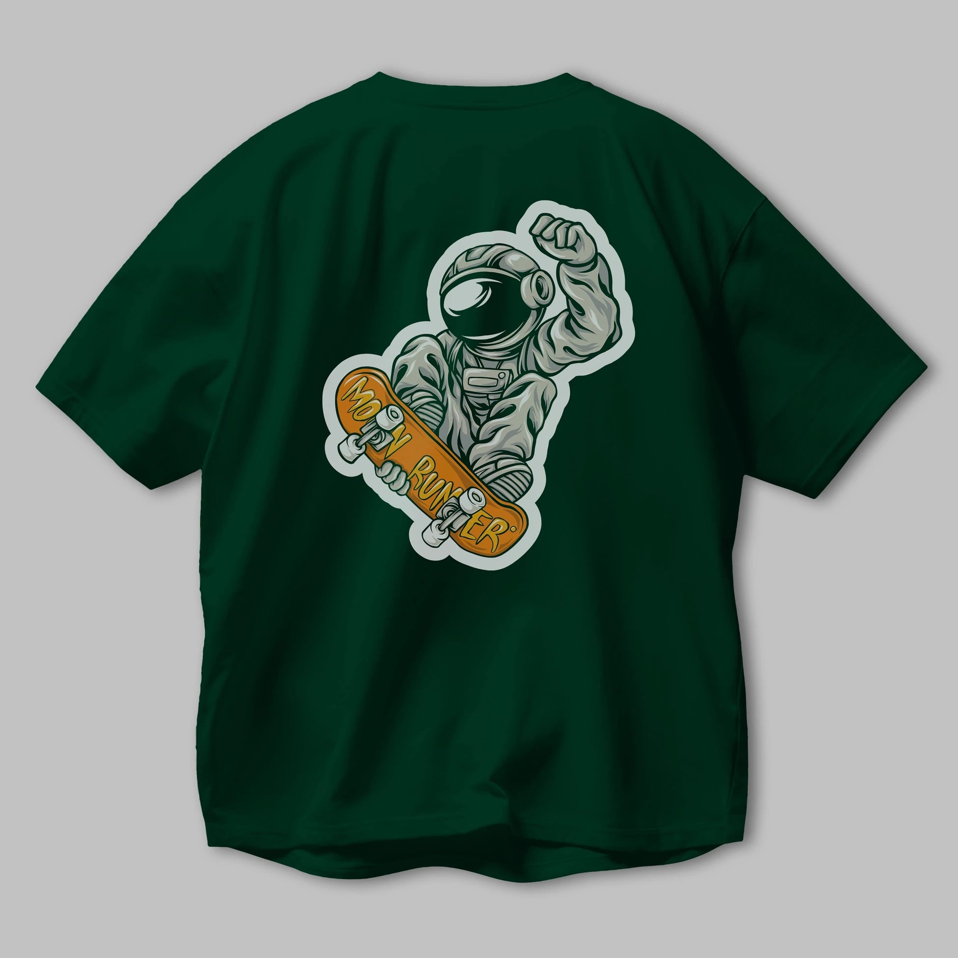 Moon Runner Sticker Arka Baskılı Oversize t-shirt Erkek Kadın Unisex
