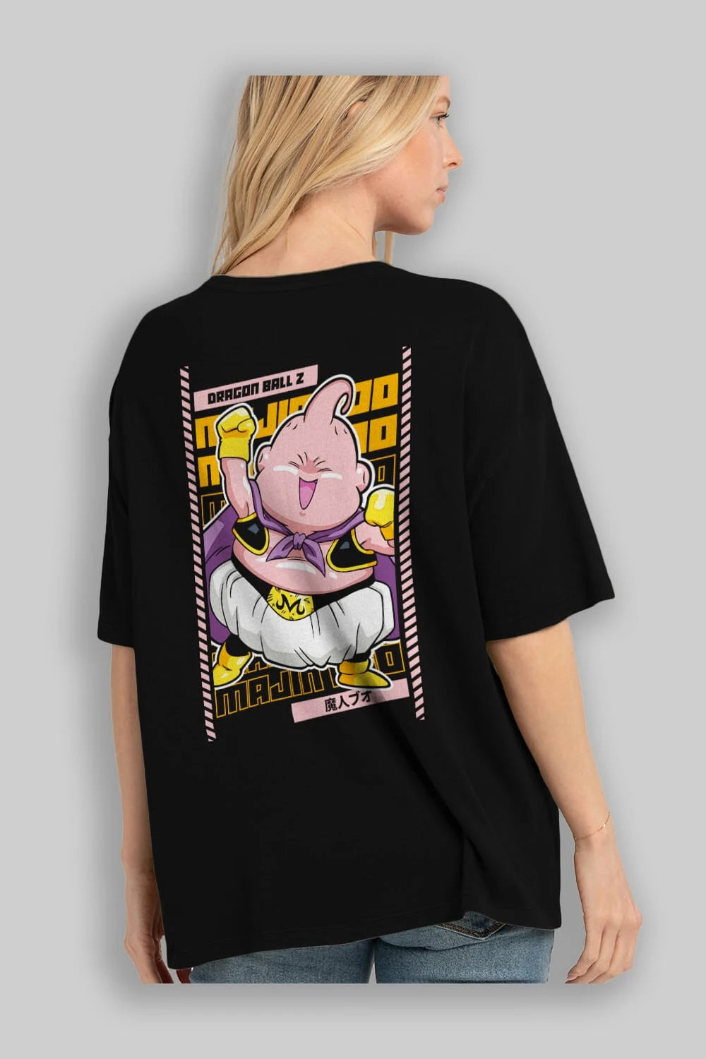 MAJIN BOO1 Anime Arka Baskılı Oversize t-shirt Erkek Kadın Unisex