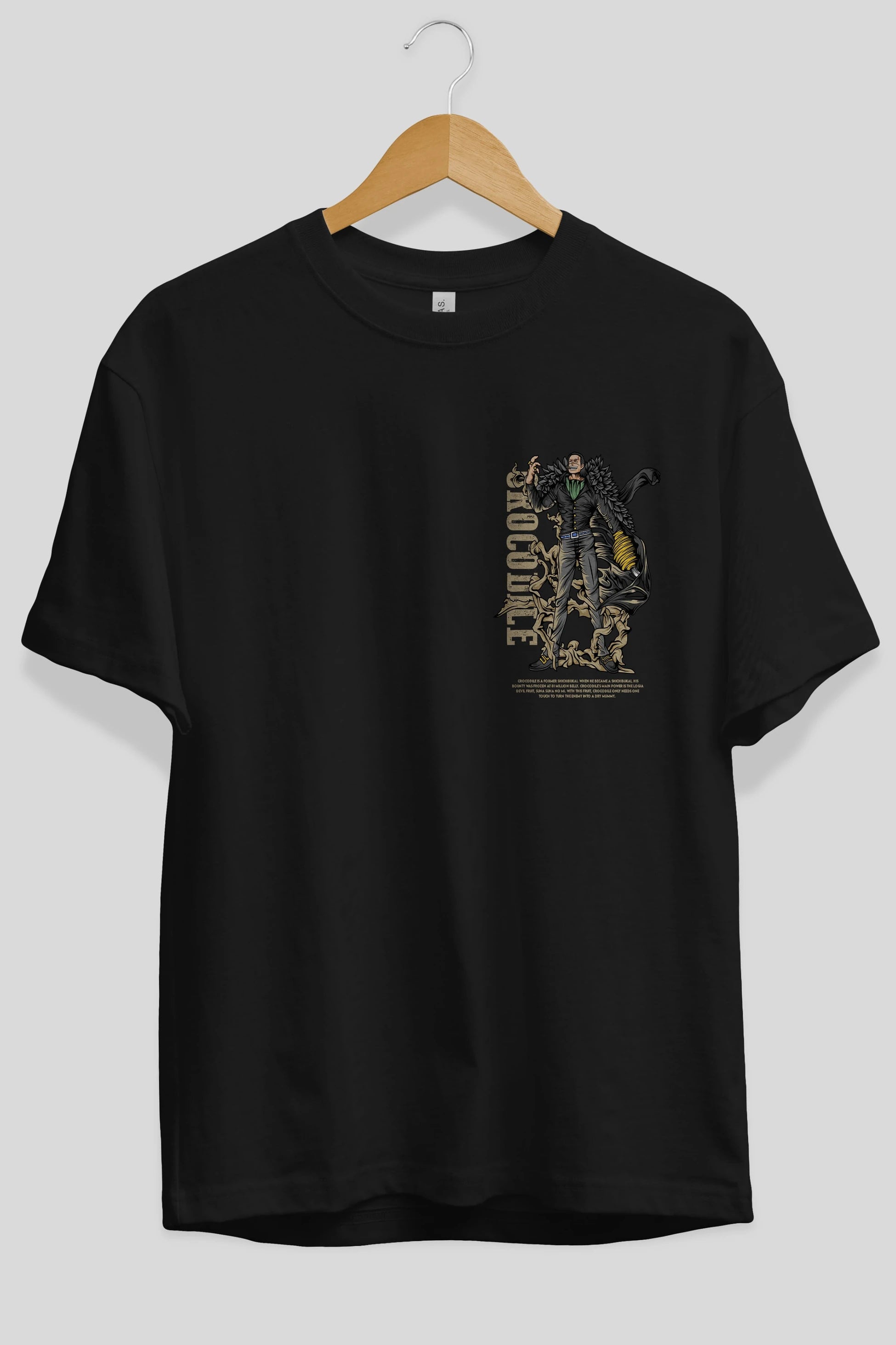 Crocodile Ön Sol Baskılı Oversize t-shirt Erkek Kadın Unisex %100 Pamuk Bisiklet Yaka tişort