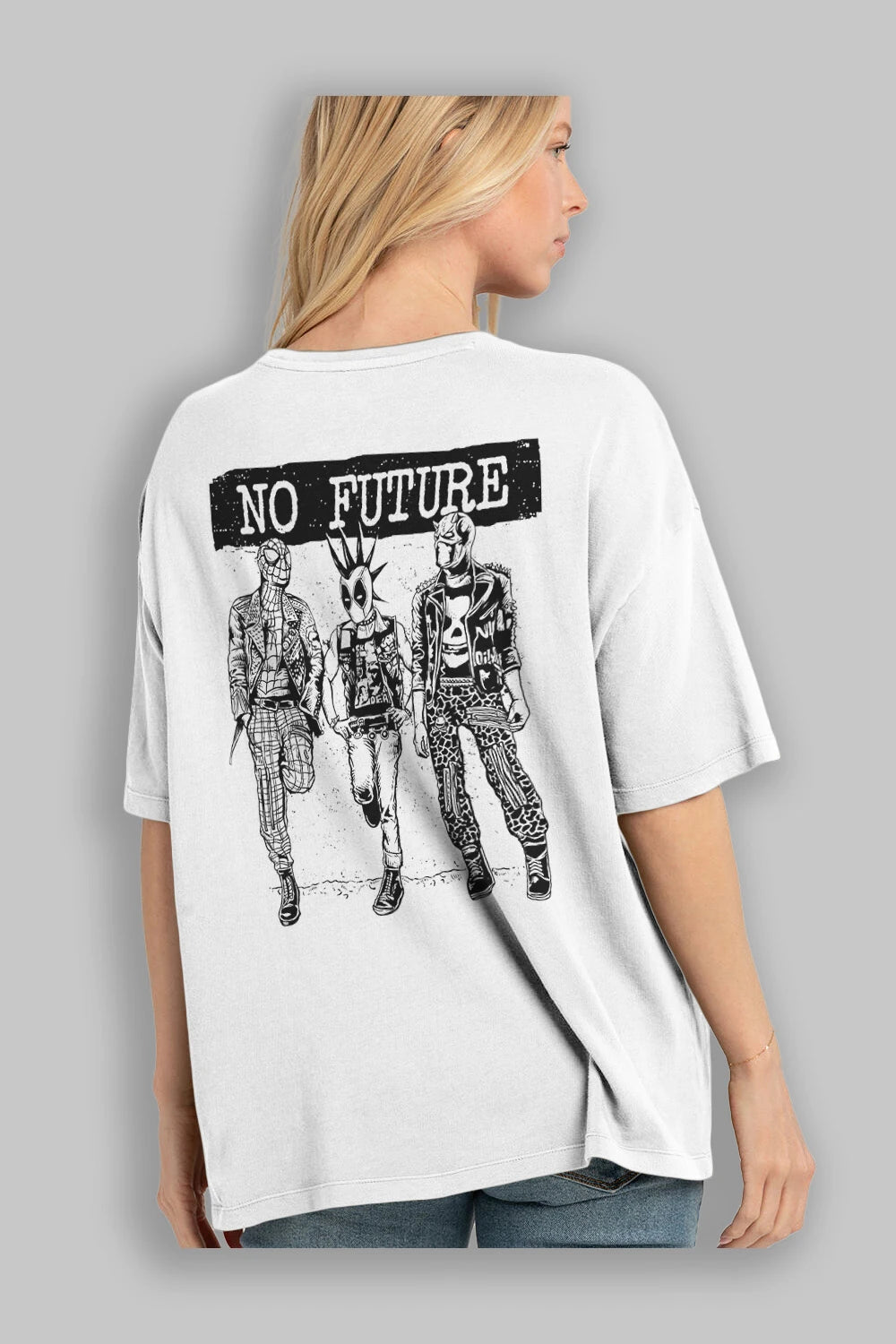 No Future Arka Baskılı Oversize t-shirt Erkek Kadın Unisex %100 Pamuk