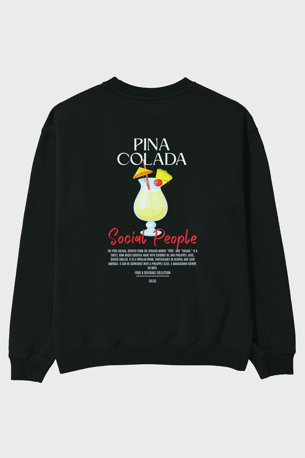 Pina Colada Arka Baskılı Oversize Sweatshirt Erkek Kadın Unisex