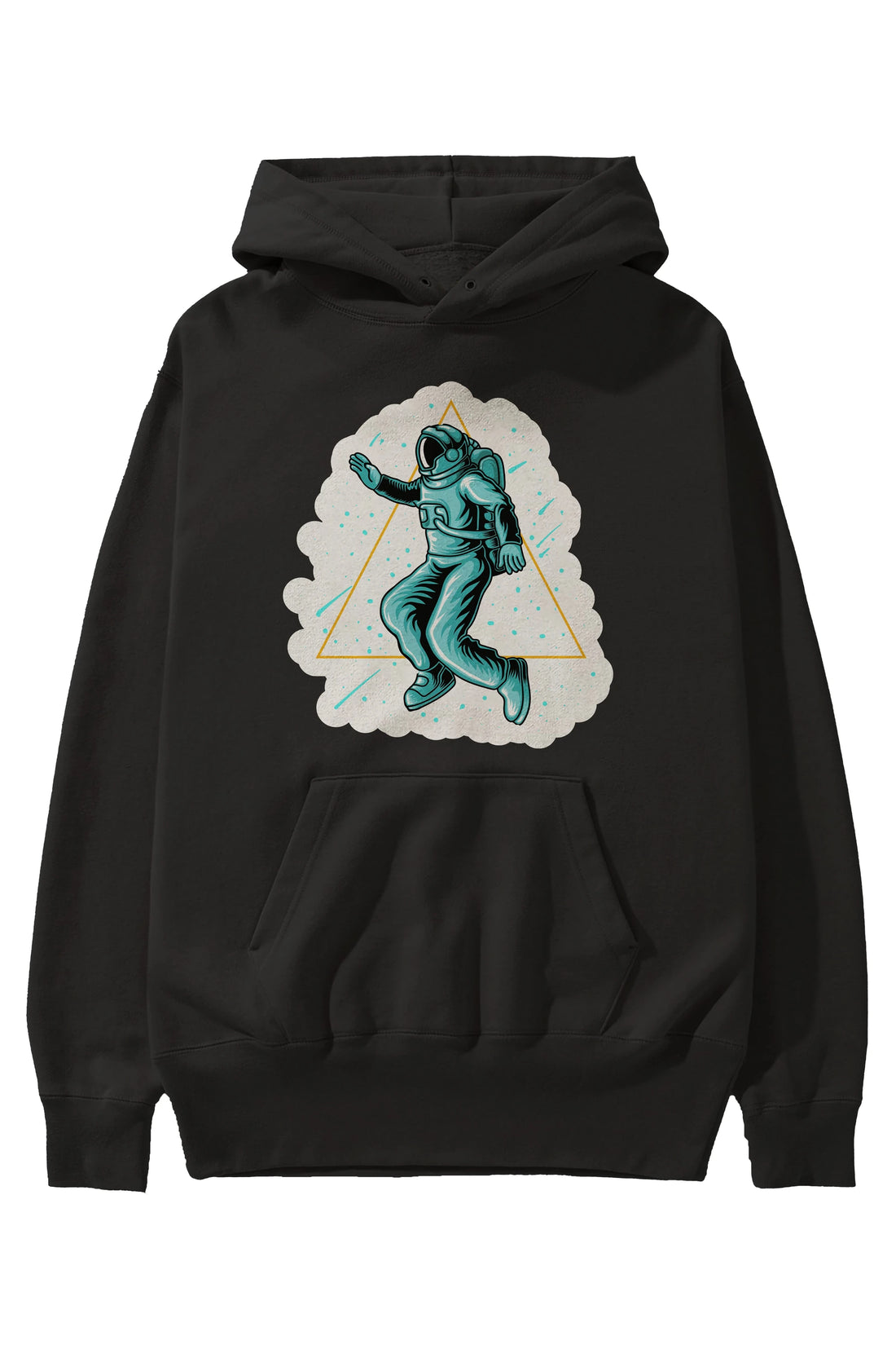 Astronaut Starry Triangle Sticker Ön Baskılı Hoodie Oversize Kapüşonlu Sweatshirt Erkek Kadın Unisex