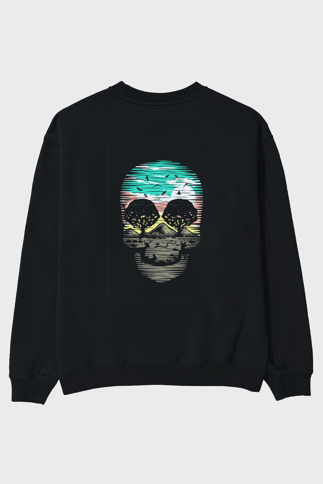 Skull Nature Arka Baskılı Oversize Sweatshirt Erkek Kadın Unisex