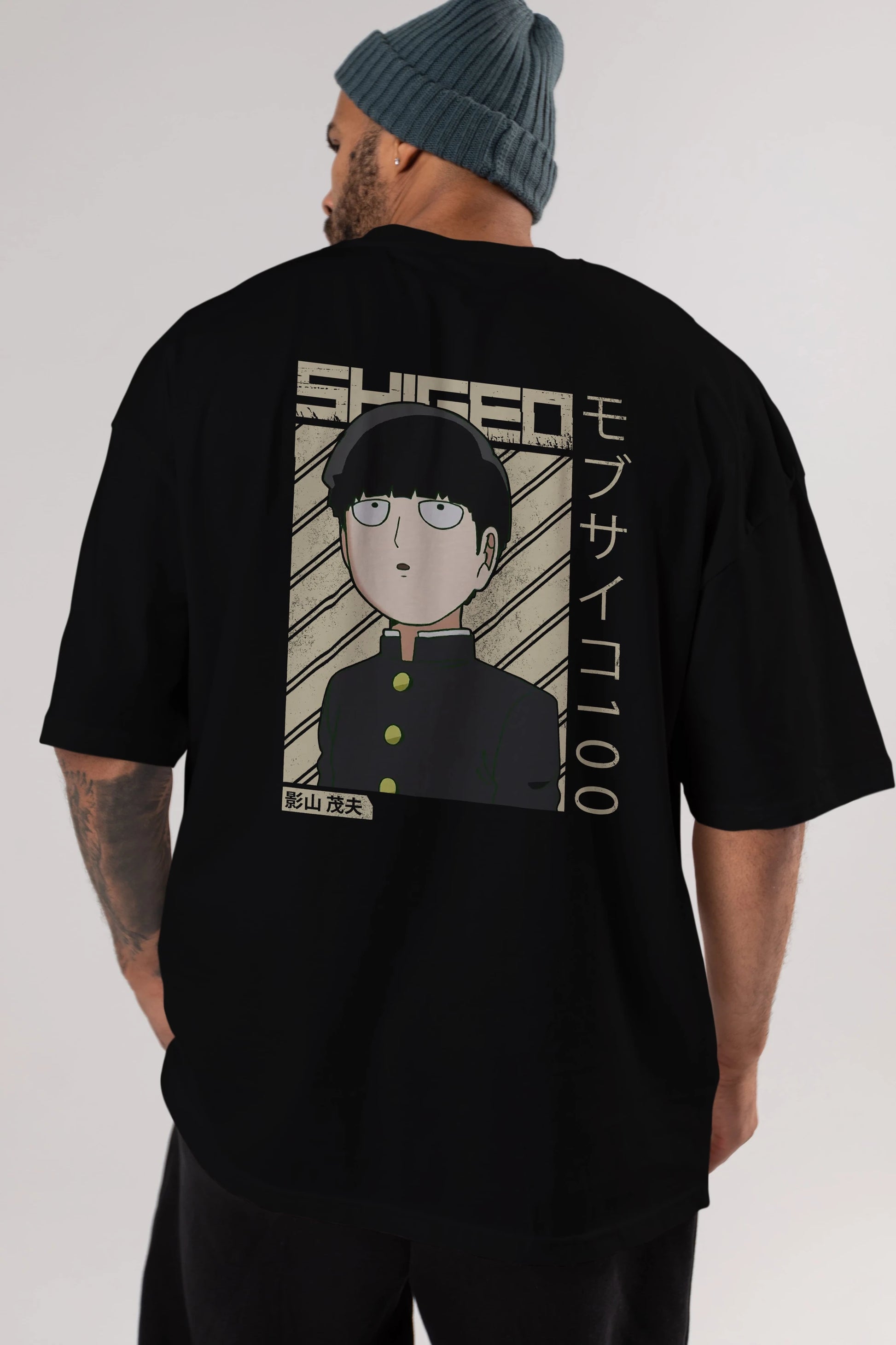 Shigeo Kageyama 2 Anime Arka Baskılı Oversize t-shirt Erkek Kadın Unisex
