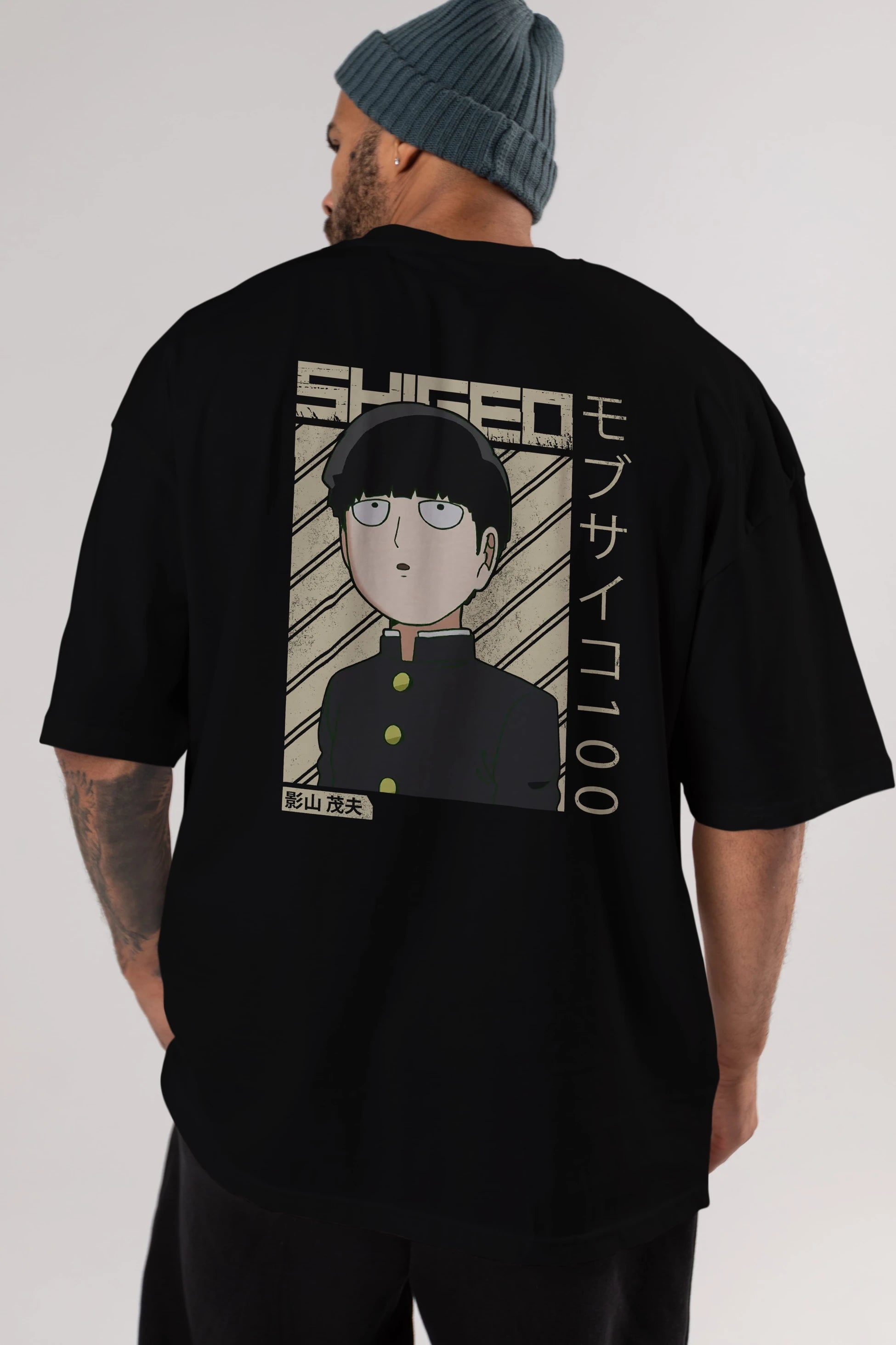 Shigeo Kageyama 2 Anime Arka Baskılı Oversize t-shirt Erkek Kadın Unisex