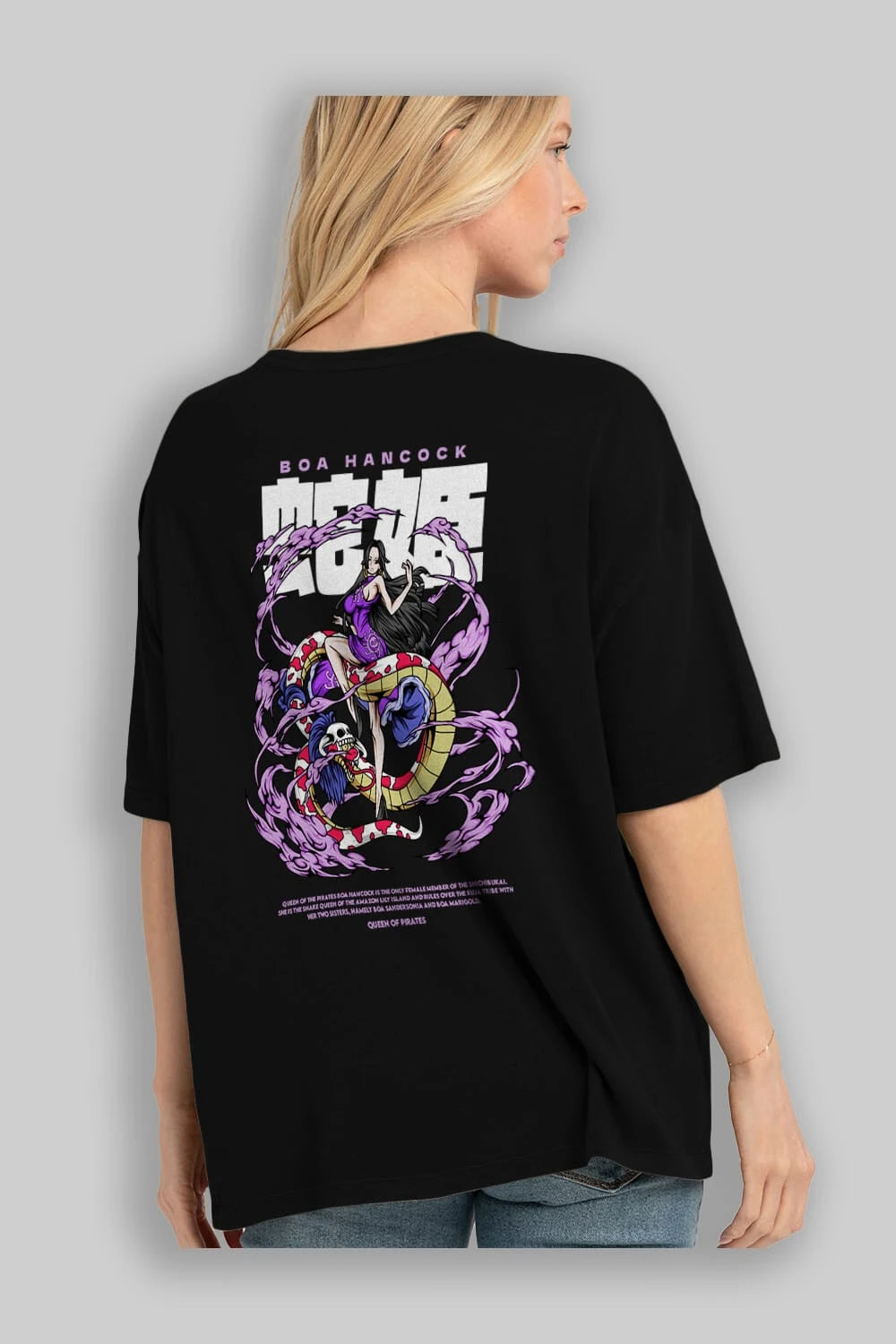 Boa Hancock Anime Arka Baskılı Oversize t-shirt Erkek Kadın Unisex