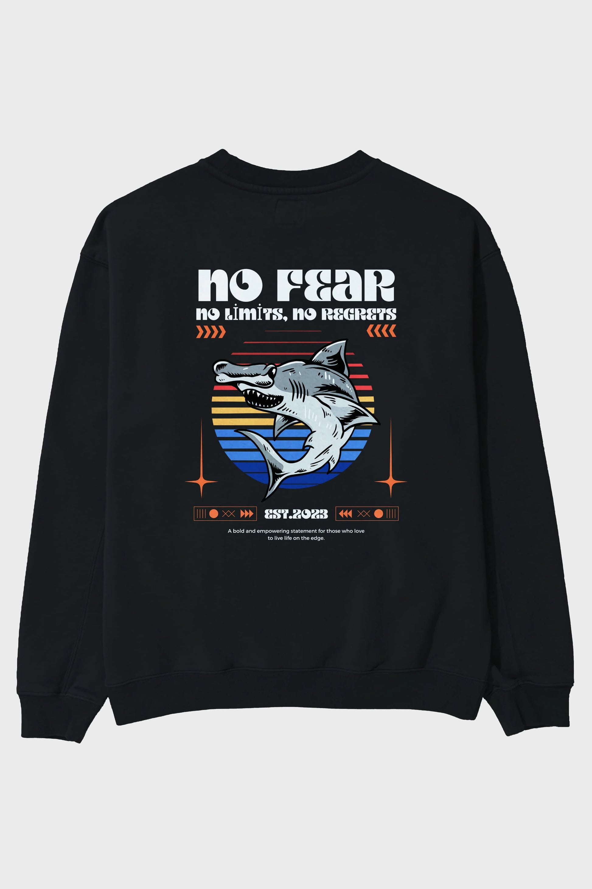 No Fear Yazılı Arka Baskılı Oversize Sweatshirt Erkek Kadın Unisex