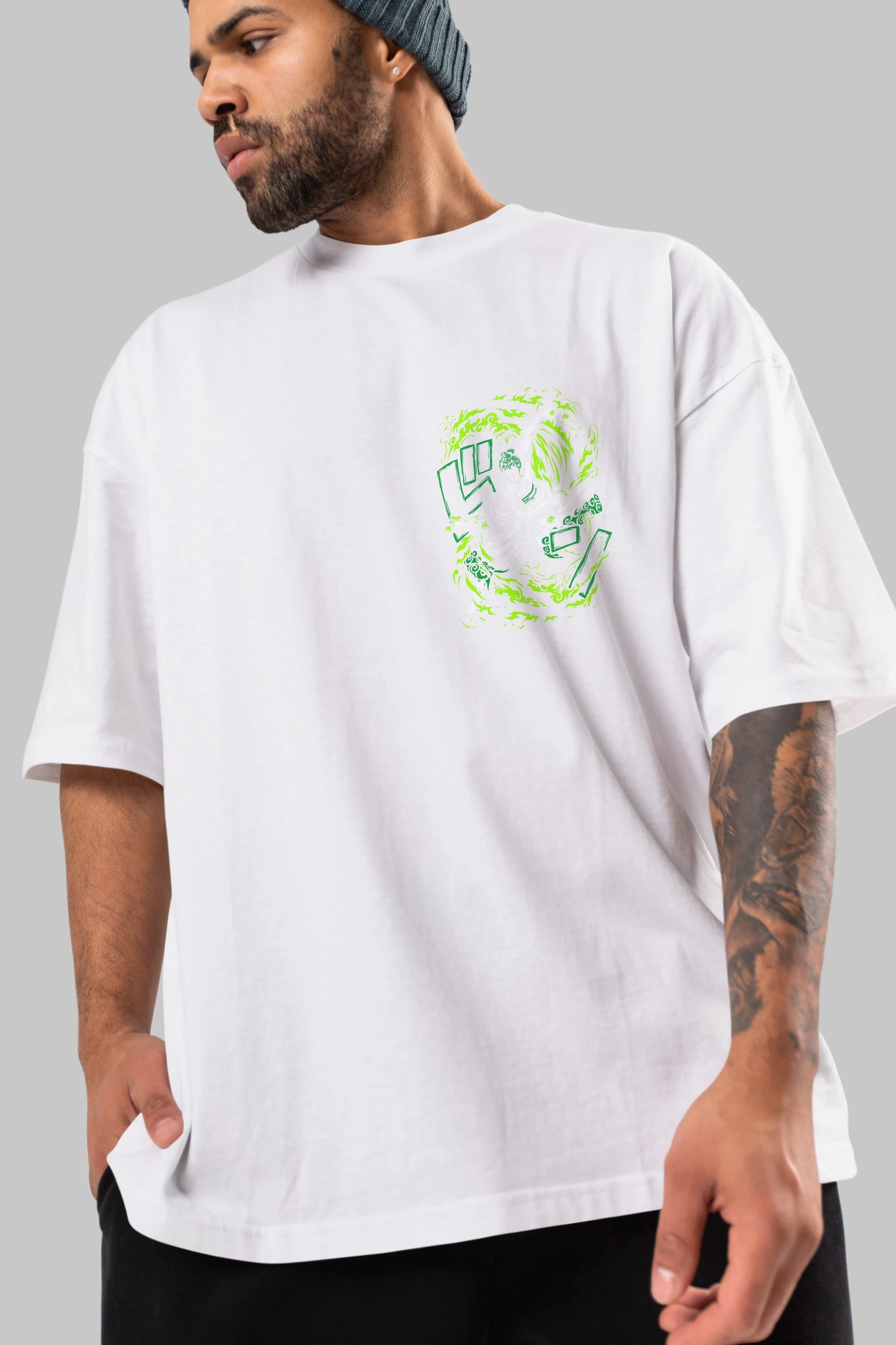 ZORO-ONE PIECE (2) Ön Sol Baskılı Oversize t-shirt Erkek Kadın Unisex %100 Pamuk Bisiklet Yaka tişort