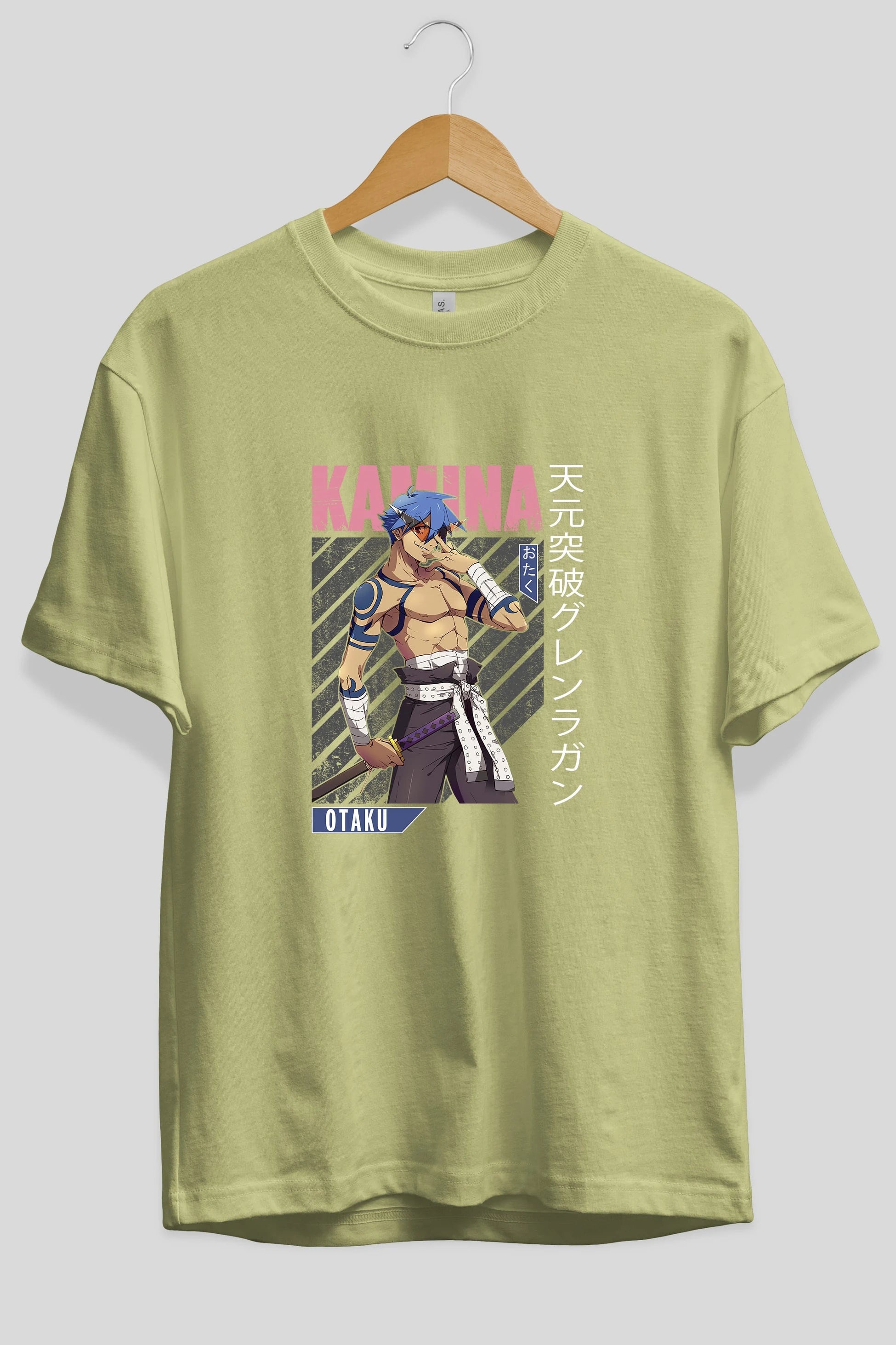 Kamina 5 Anime Ön Baskılı Oversize t-shirt %100 pamuk Erkek Kadın Unisex