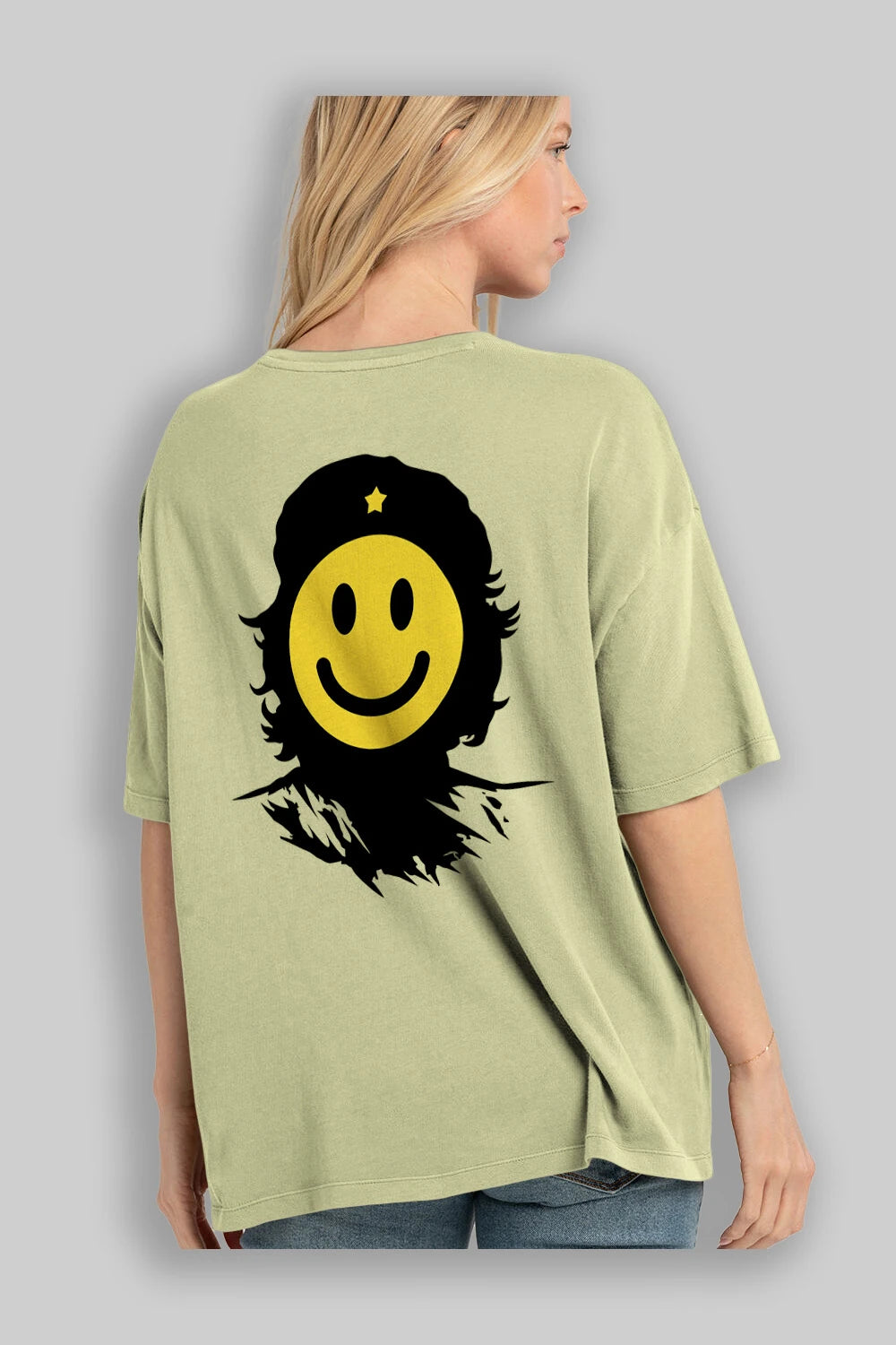 Che Smile Arka Baskılı Oversize t-shirt %100 pamuk Erkek Kadın Unisex