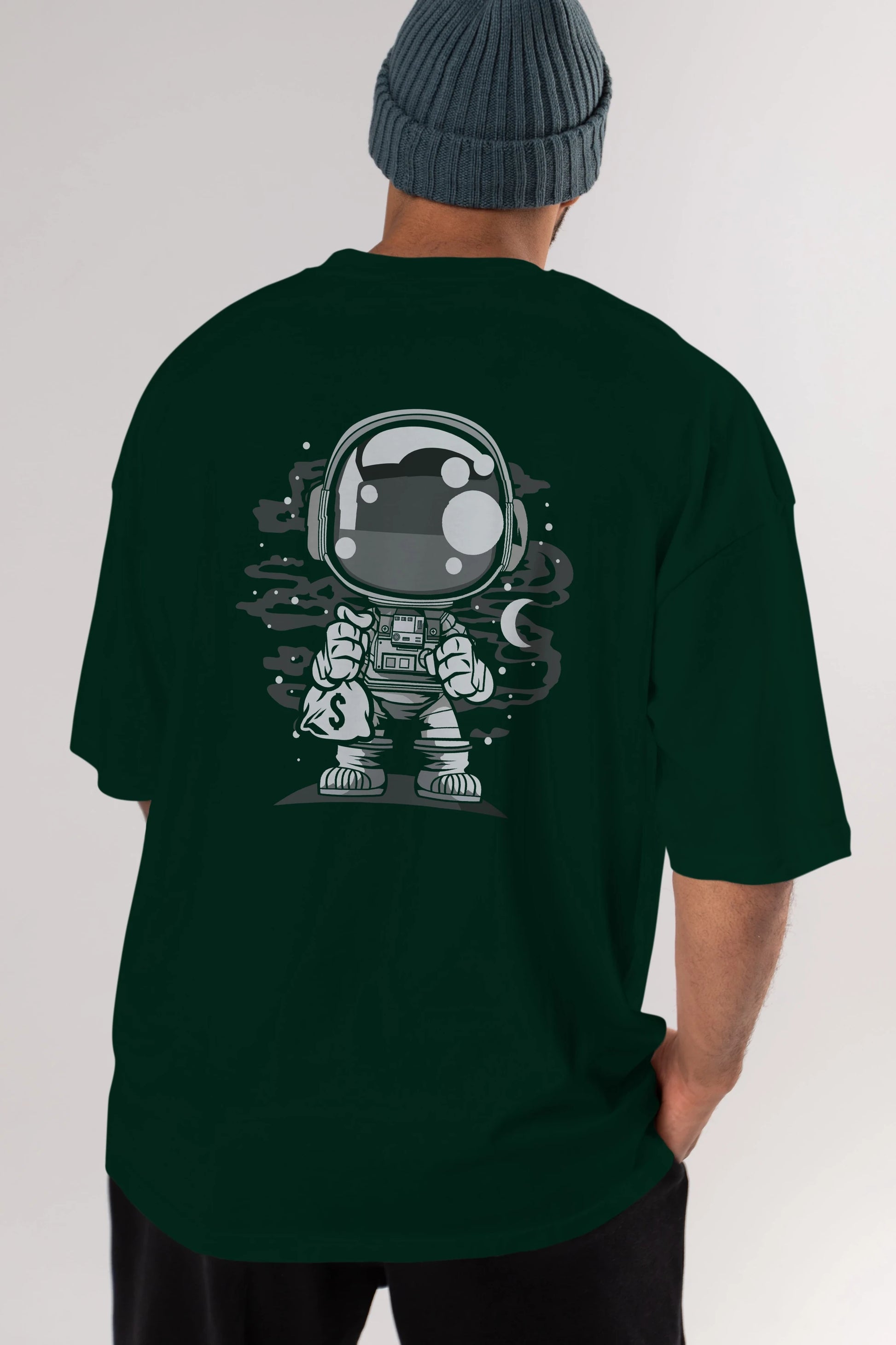 Astronaut Chibi Arka Baskılı Oversize t-shirt Erkek Kadın Unisex