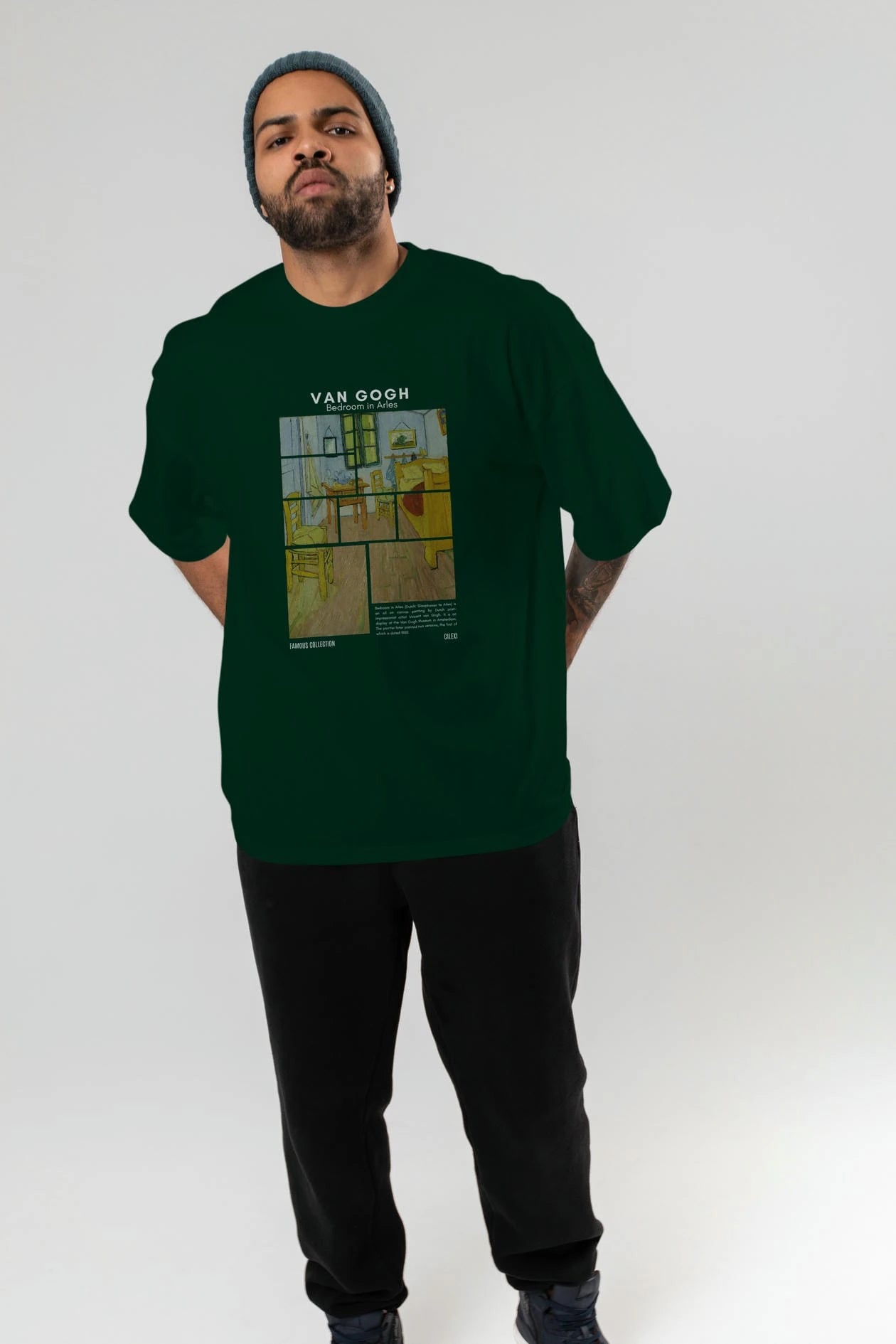 Van Gogh ön Baskılı Oversize t-shirt Erkek Kadın Bisiklet Yaka Pamuk tişort