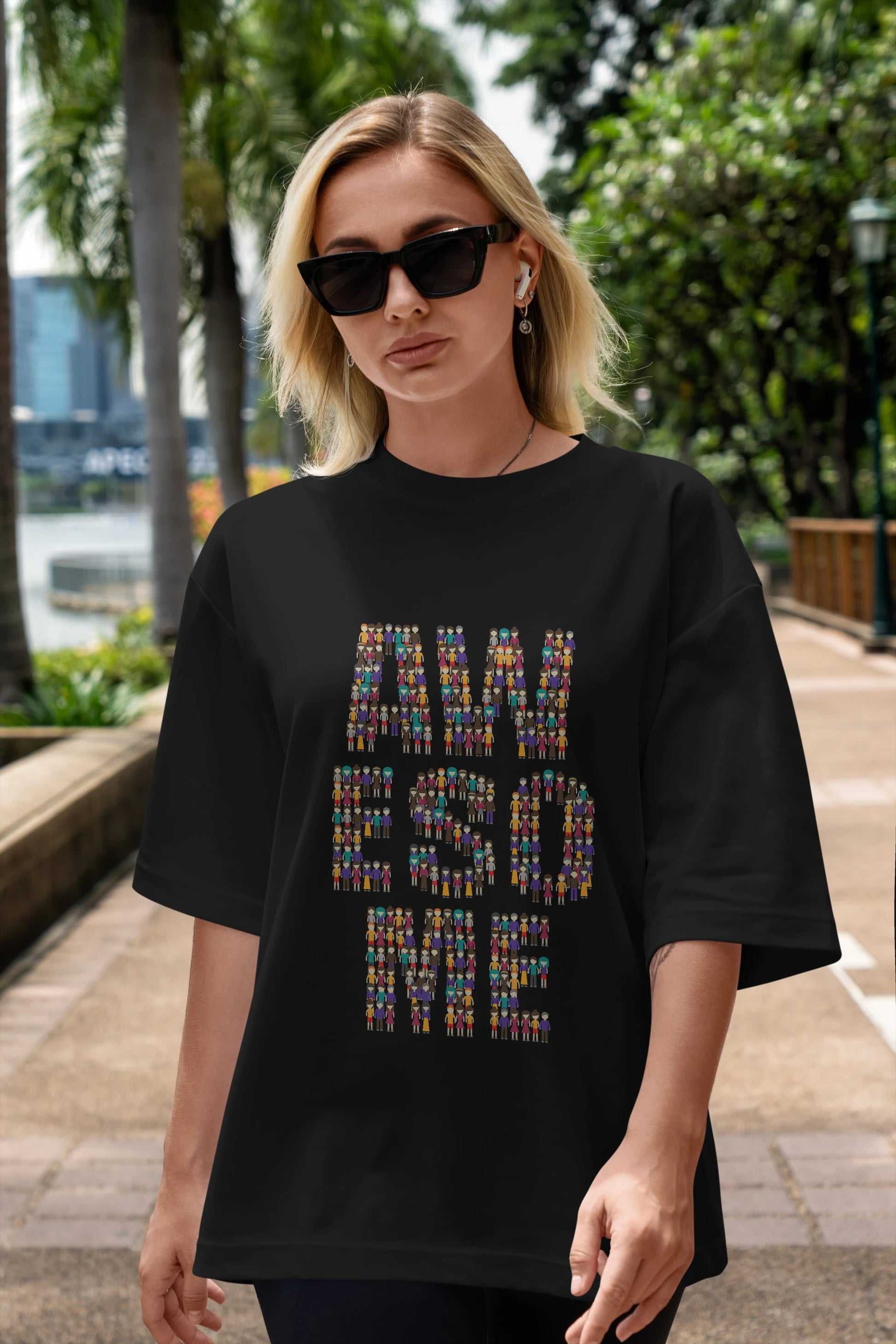 Awesome Ön Baskılı Oversize t-shirt %100 pamuk Erkek Kadın Unisex