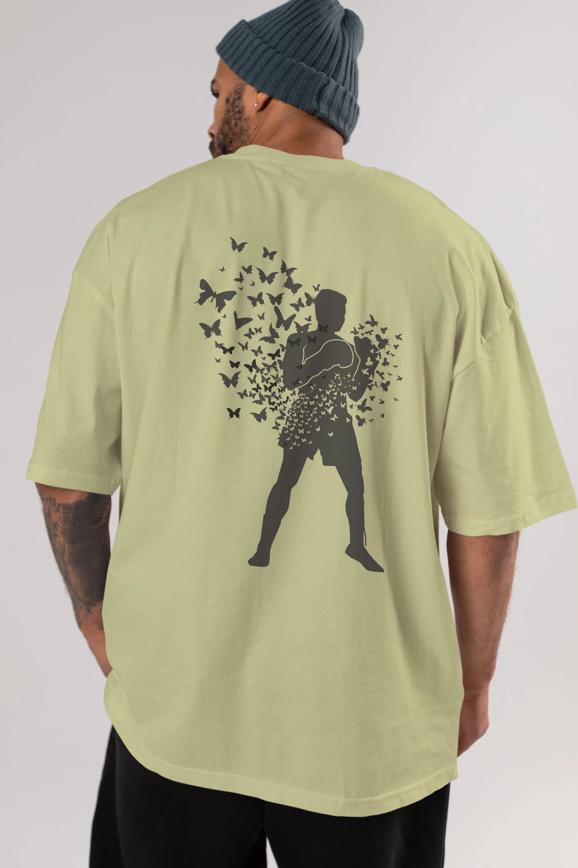 Float Like Butterfly Sting Like Bee Arka Baskılı Oversize t-shirt %100 pamuk Erkek Kadın Unisex