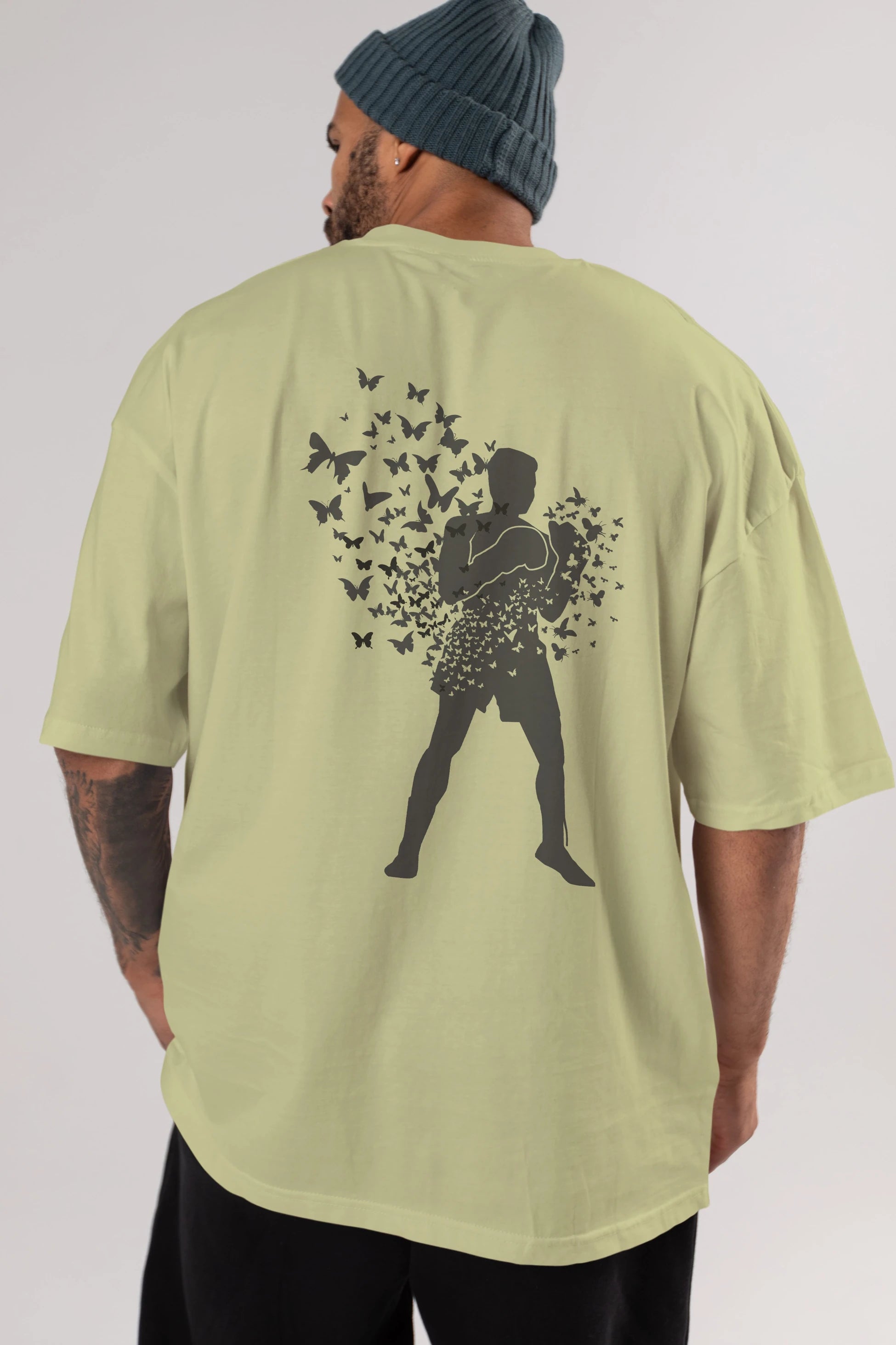 Float Like Butterfly Sting Like Bee Arka Baskılı Oversize t-shirt %100 pamuk Erkek Kadın Unisex