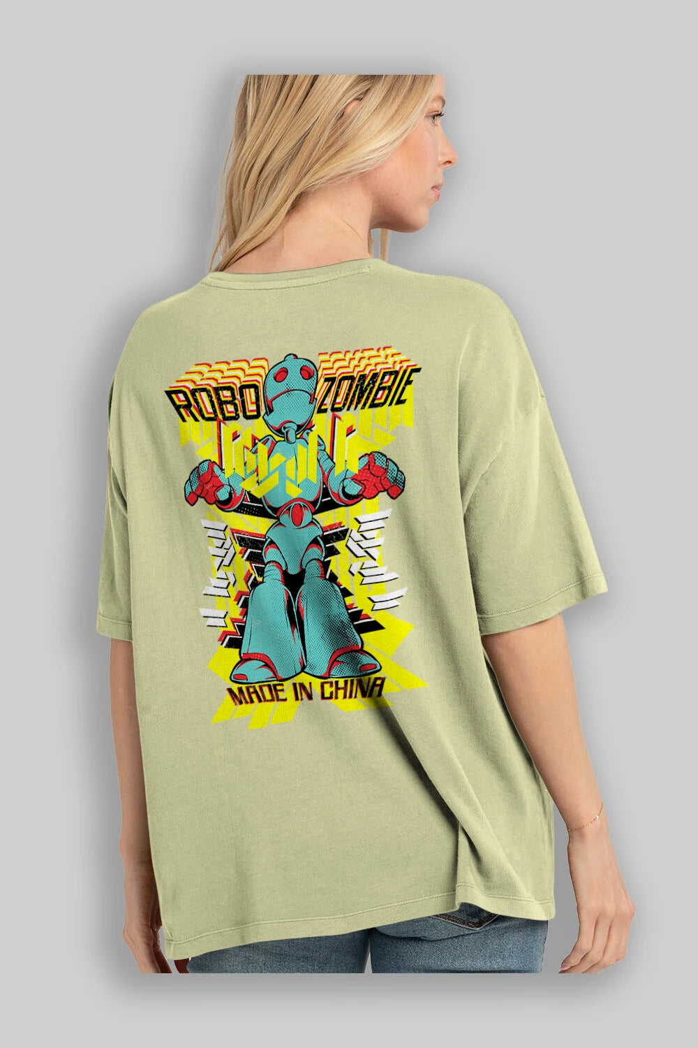 Robo Zombie Arka Baskılı Oversize t-shirt Erkek Kadın Unisex