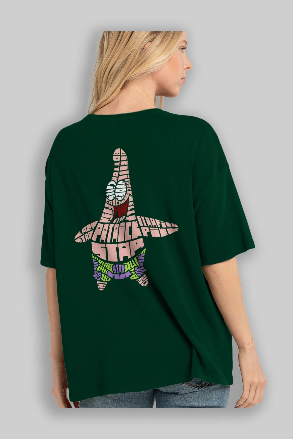 Patrick Star Arka Baskılı Oversize t-shirt %100 pamuk Erkek Kadın Unisex