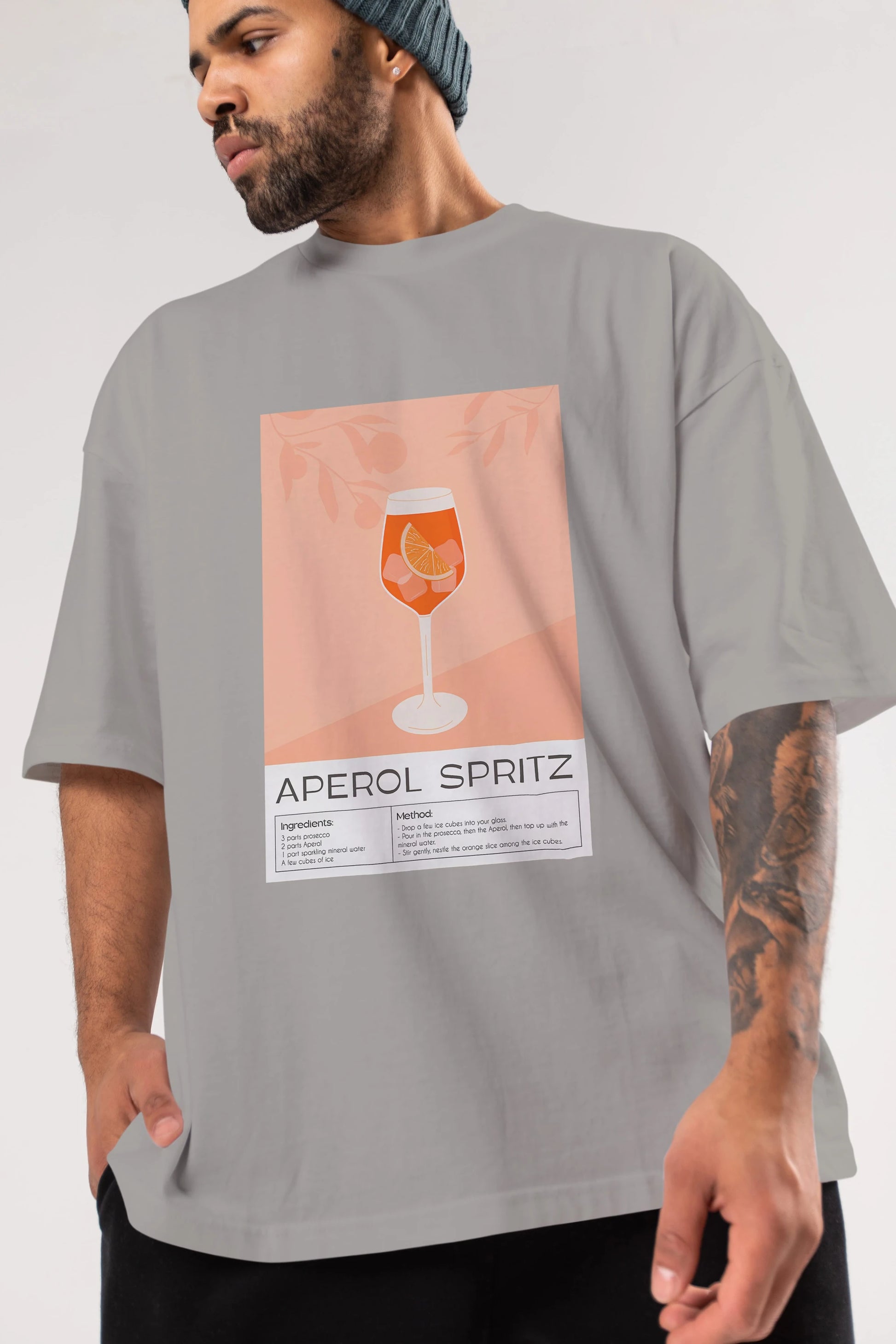 Aperol Spritz 7 Ön Baskılı Oversize t-shirt Erkek Kadın Unisex %100 Pamuk Bisiklet Yaka tişort