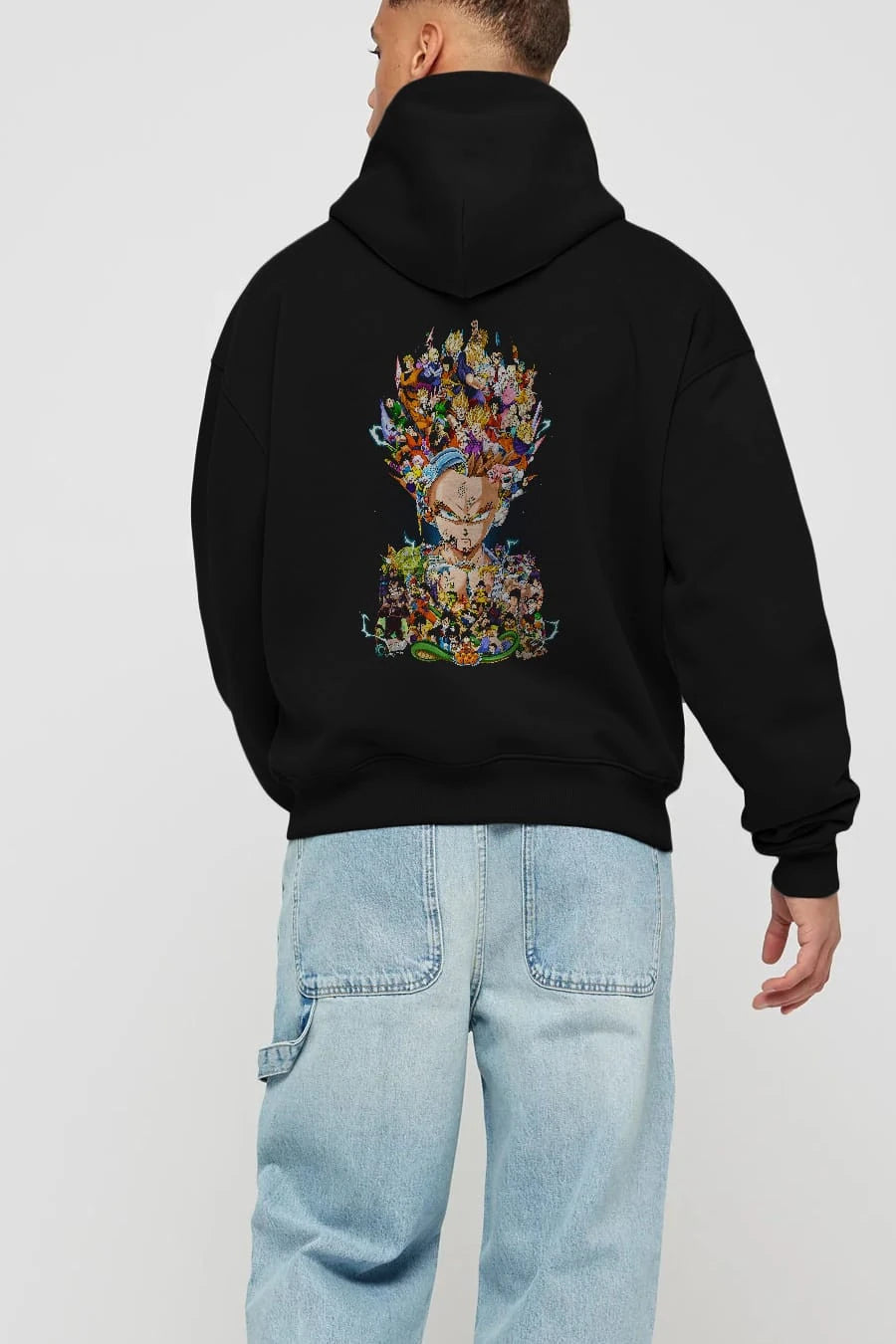 DRAGON BALL ART (2) Anime Arka Baskılı Hoodie Oversize Kapüşonlu Sweatshirt Erkek Kadın Unisex