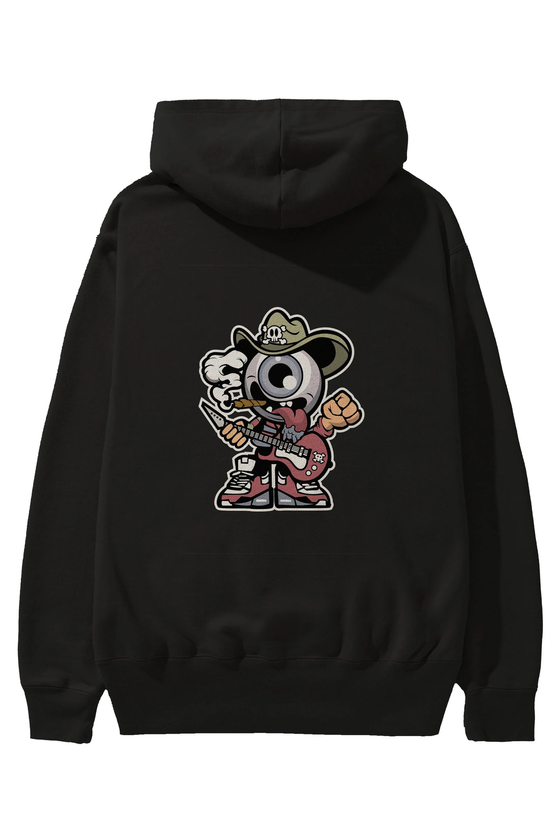 Eyeball Rockstar Cowboy Arka Baskılı Hoodie Oversize Kapüşonlu Sweatshirt Erkek Kadın Unisex