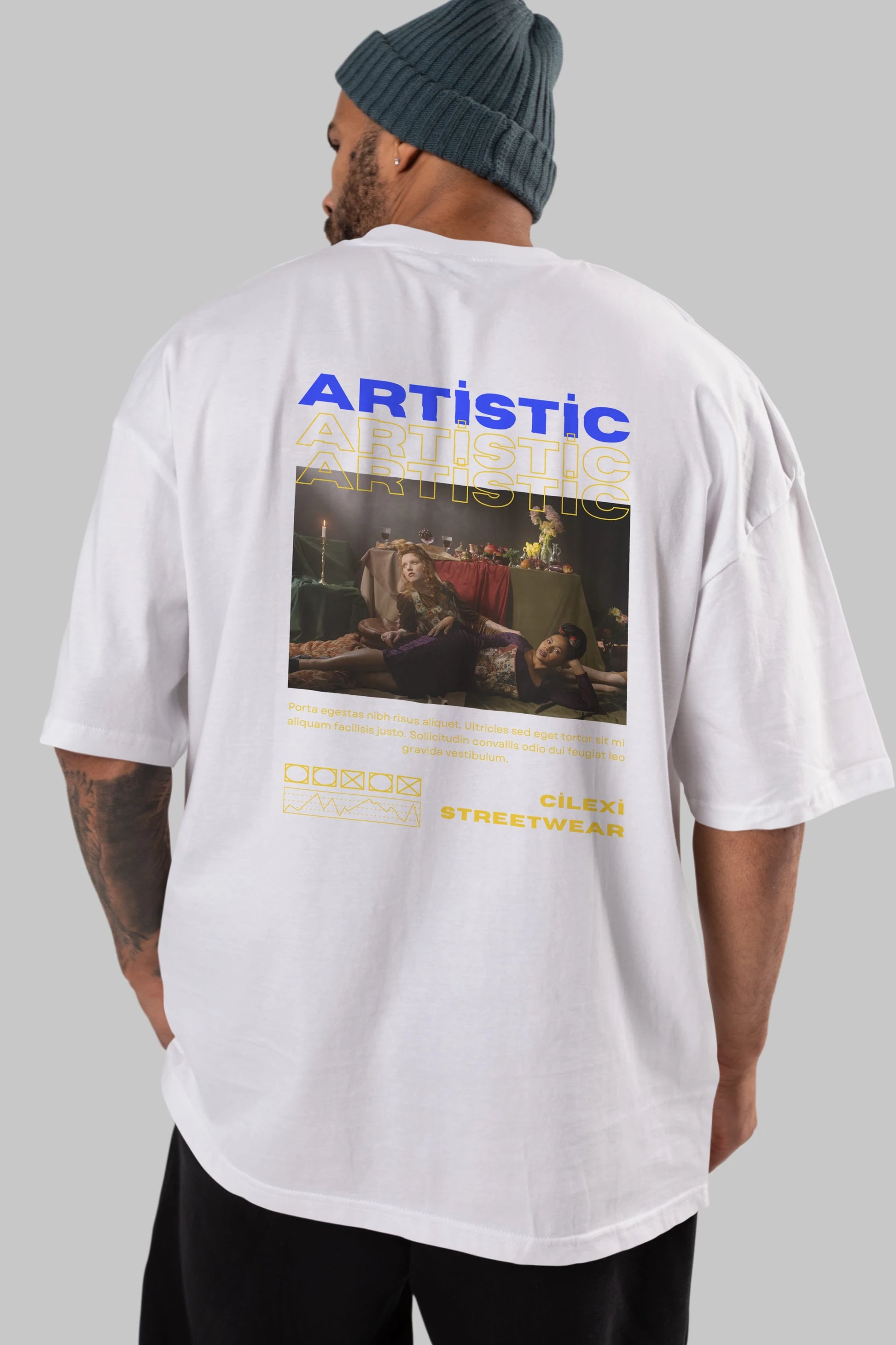 Artistic Yazılı Streetwear Arka Baskılı Oversize t-shirt Erkek Kadın Unisex
