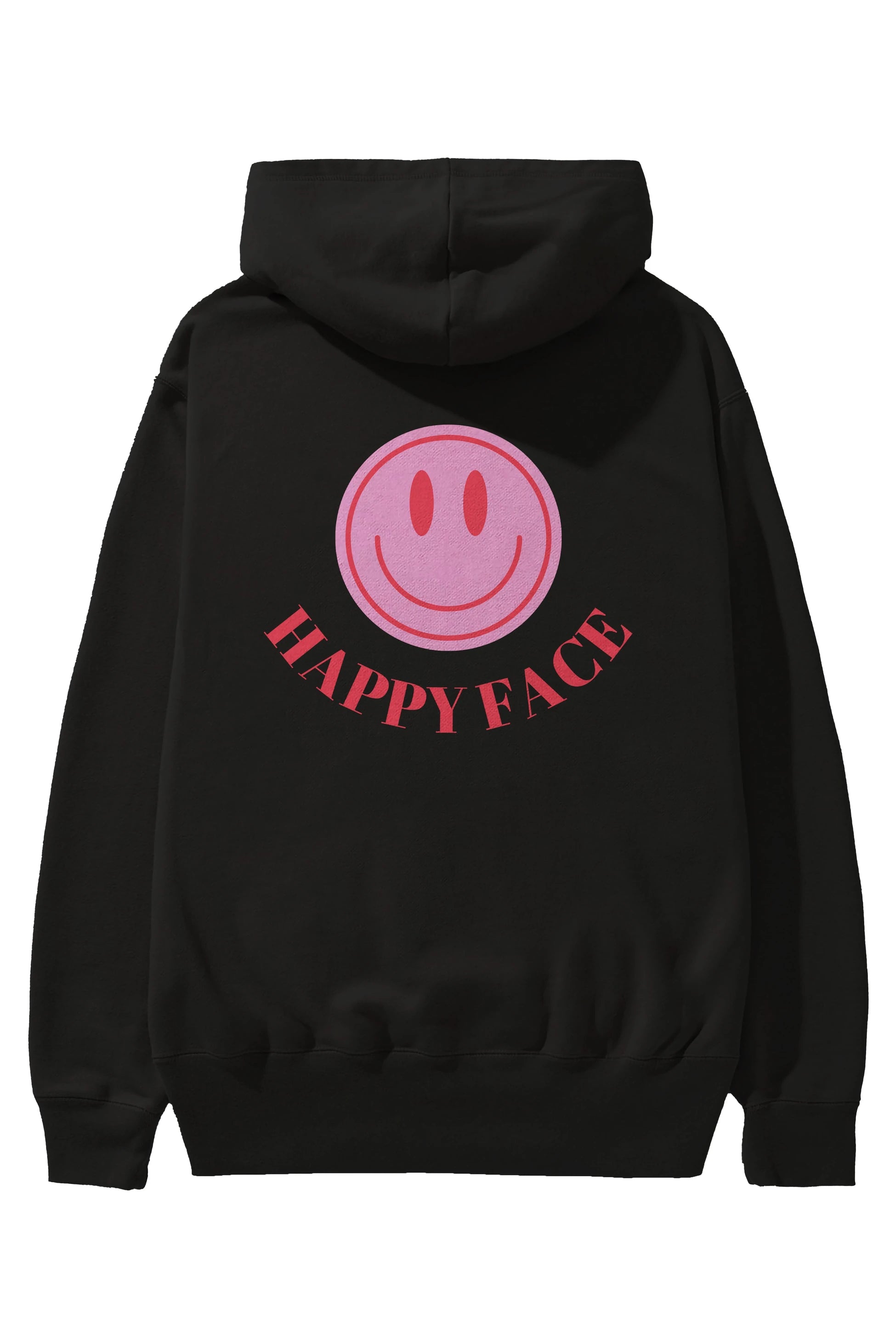 Happy Face Yazılı Arka Baskılı Oversize Hoodie Kapüşonlu Sweatshirt Erkek Kadın Unisex