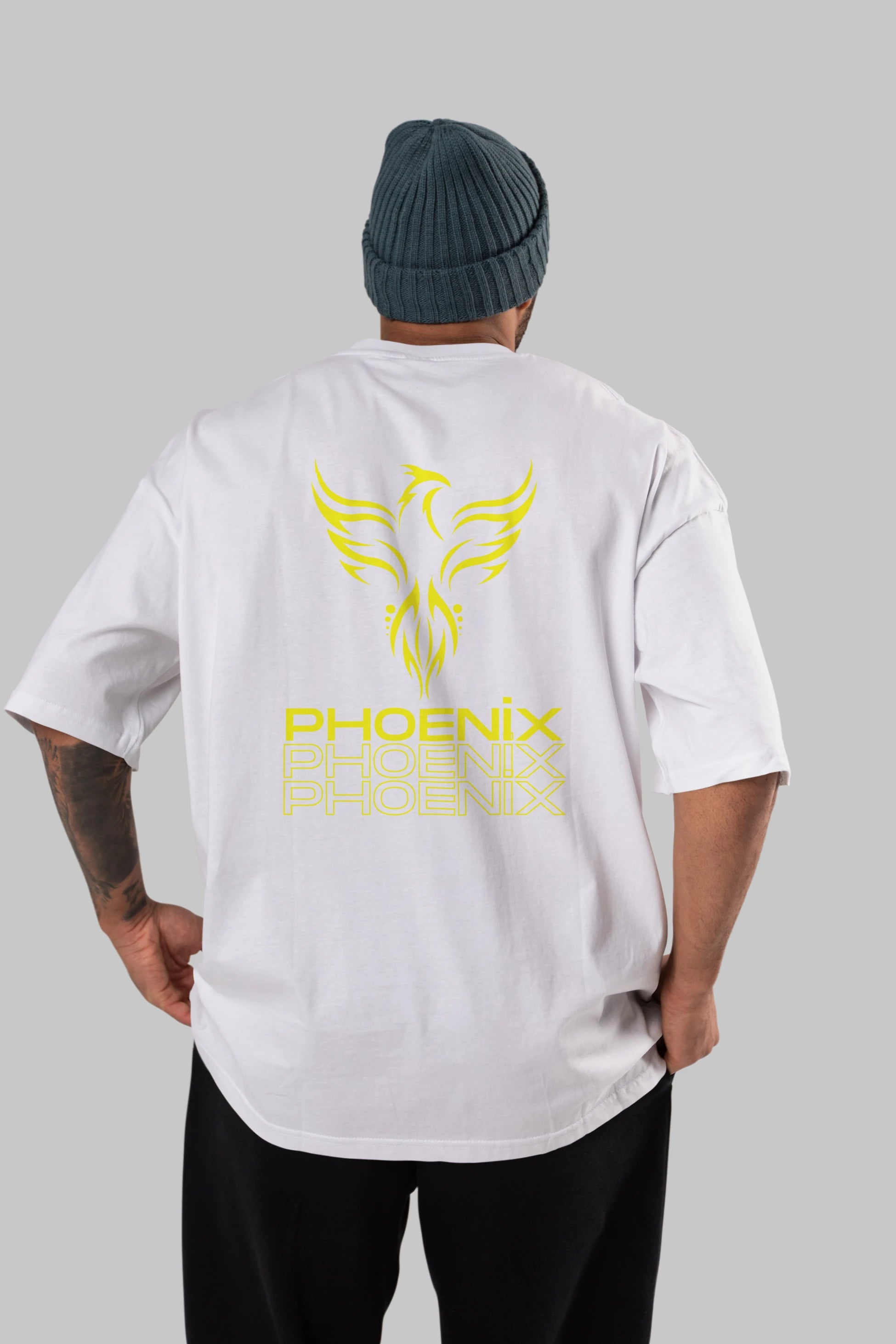 Phoenix Yazılı Arka Baskılı Oversize t-shirt Erkek Kadın Unisex