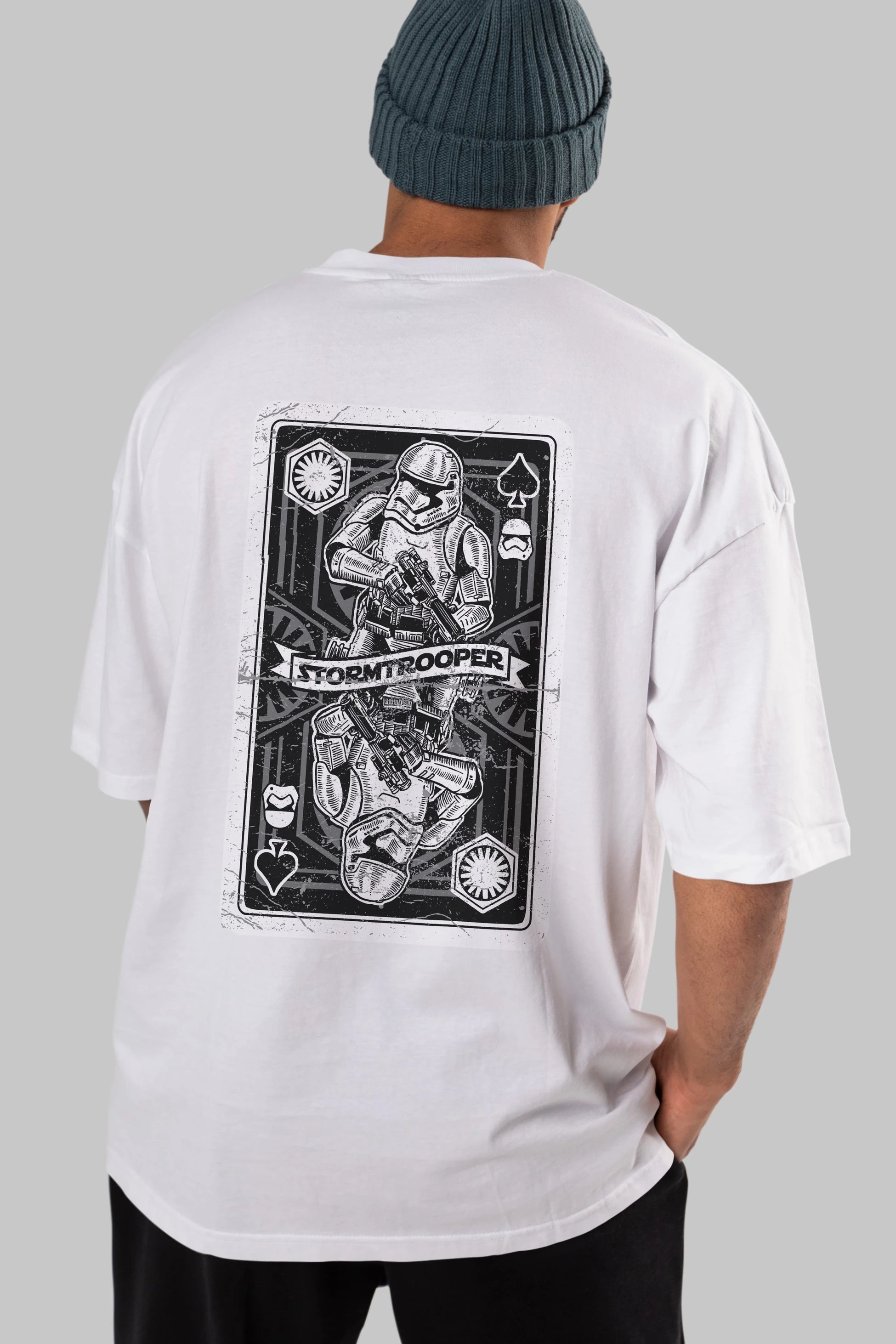 Stormtrooper Playing Card Arka Baskılı Oversize t-shirt Erkek Kadın Unisex %100 Pamuk