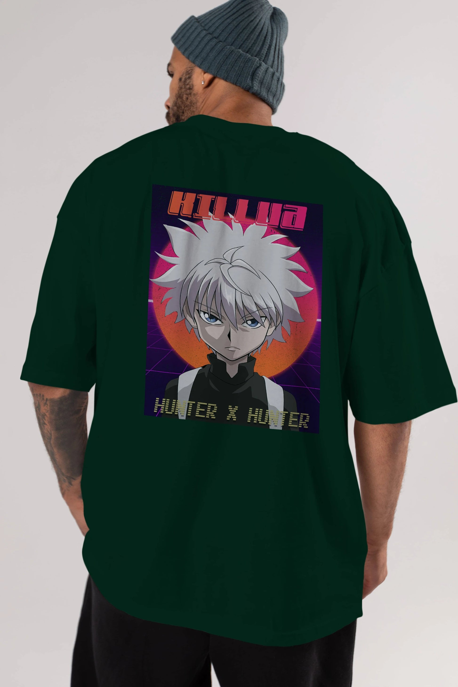 Killua Zoldyck 12 1 Anime Arka Baskılı Oversize t-shirt Erkek Kadın Unisex
