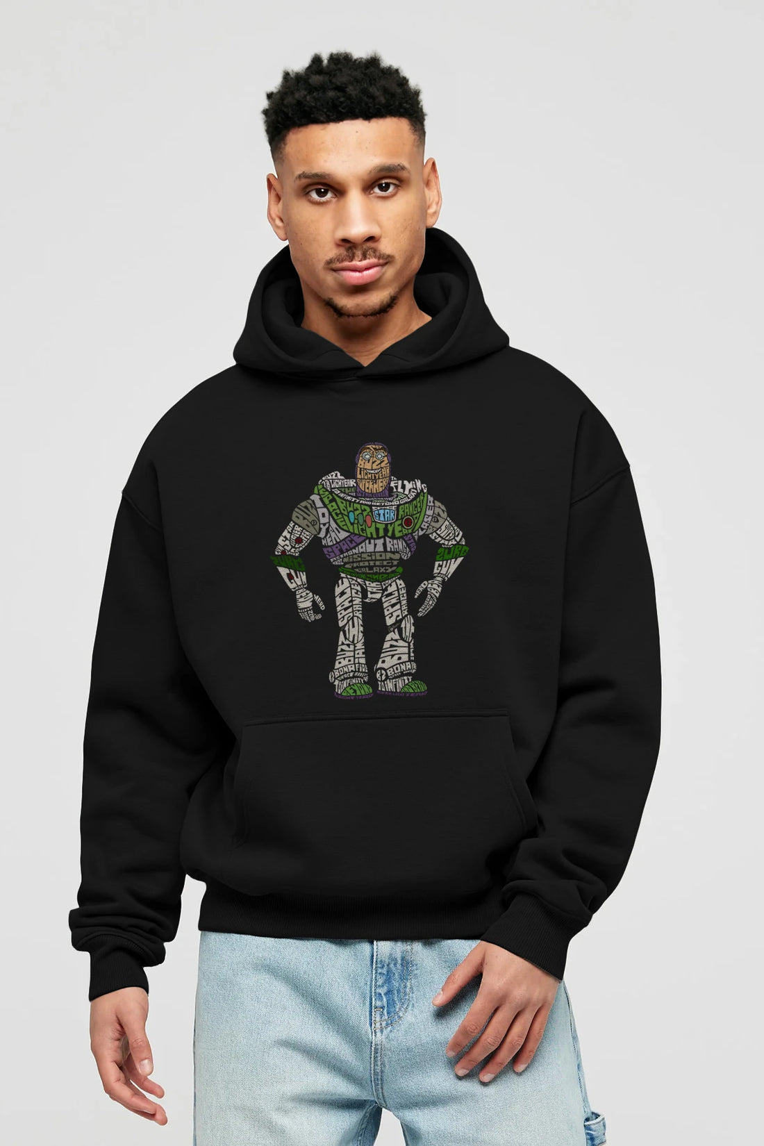 Buzz Ön Baskılı Hoodie Oversize Kapüşonlu Sweatshirt Erkek Kadın Unisex