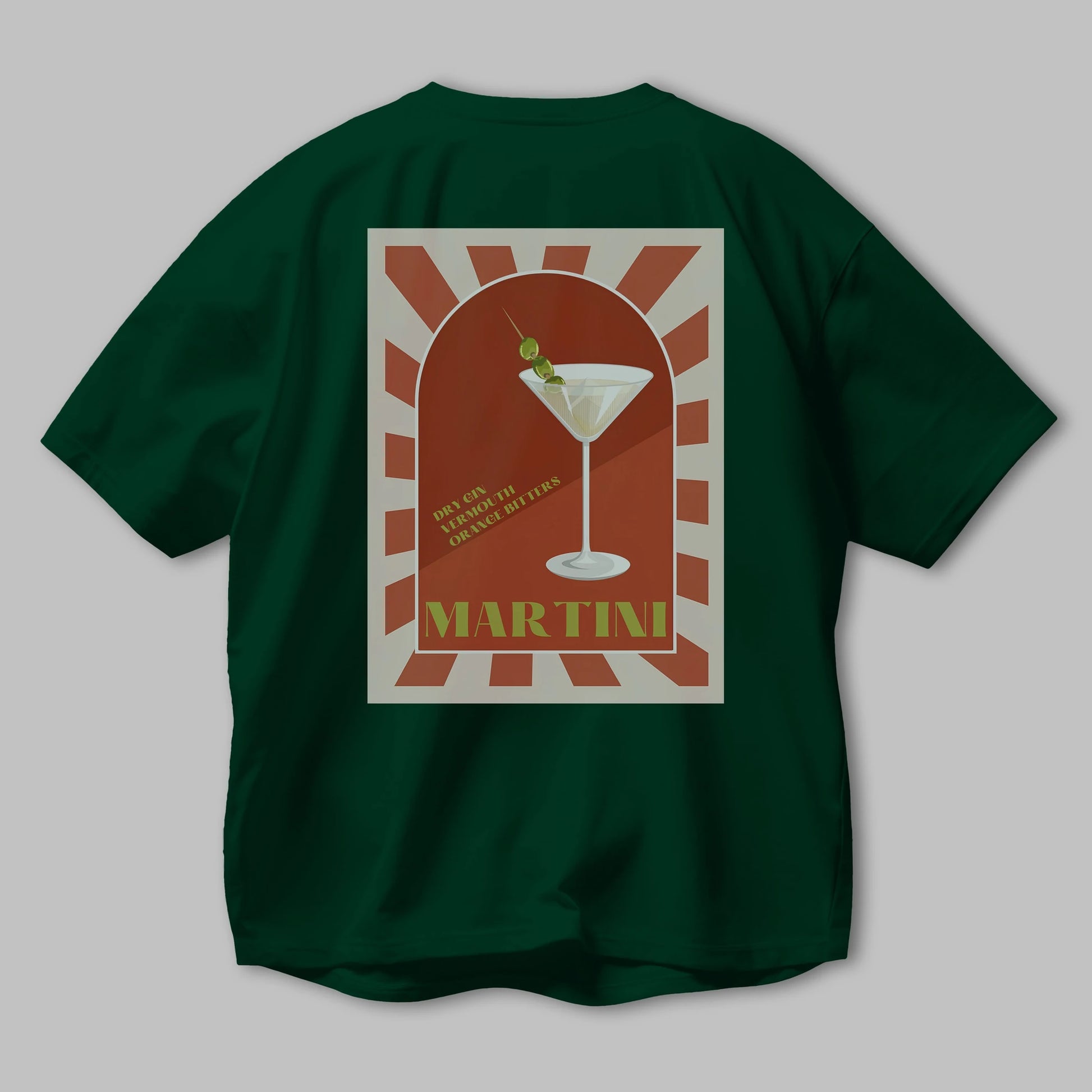 Martini 2 Arka Baskılı Oversize t-shirt Erkek Kadın Unisex %100 Pamuk Bisiklet Yaka tişort